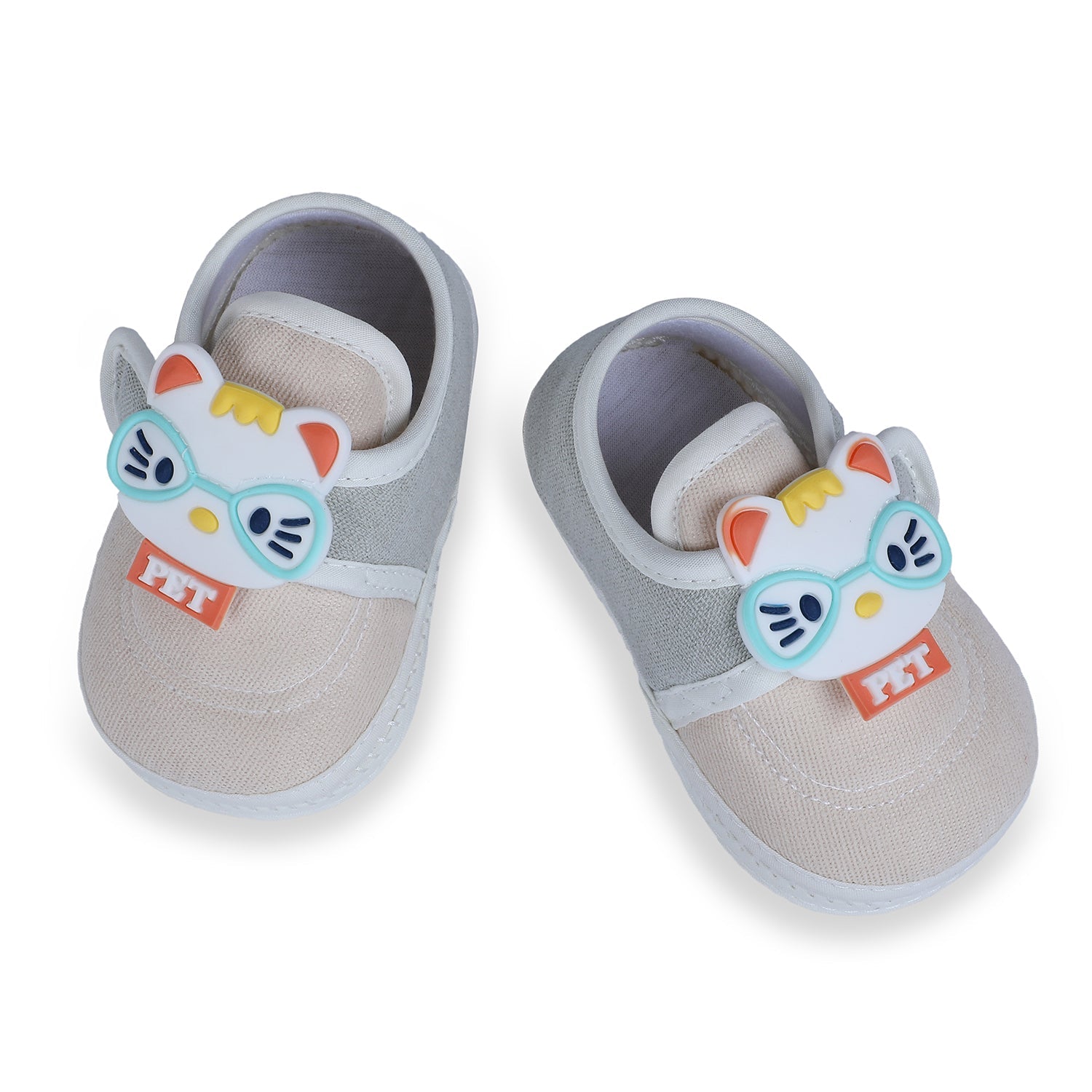 Baby Moo Kitty Love Soft Sole Anti-Slip Booties - Beige - Baby Moo