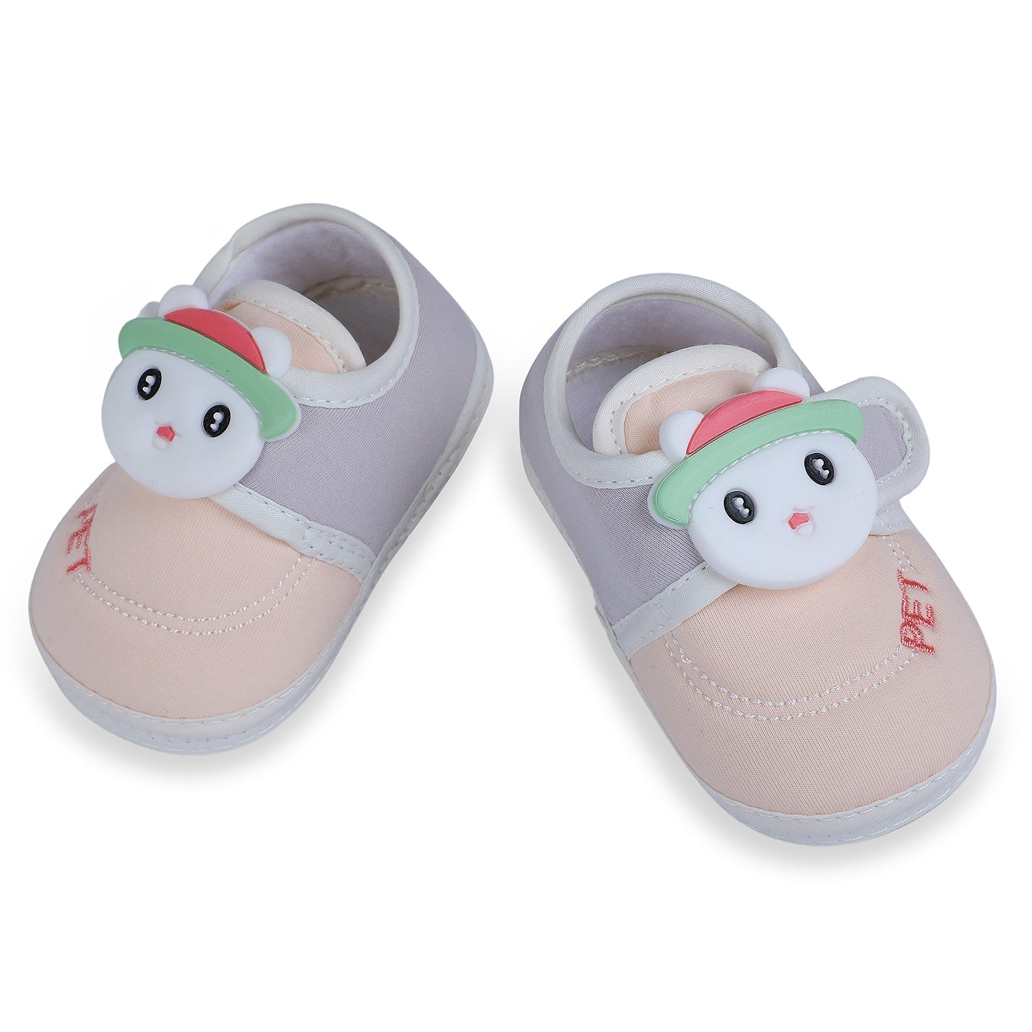 Baby Moo Persian Kitty Soft Sole Anti-Slip Booties - Peach - Baby Moo