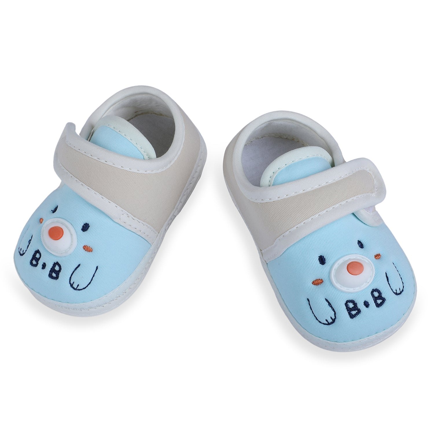 Baby Moo Smiling Bear Soft Sole Anti-Slip Booties - Blue - Baby Moo