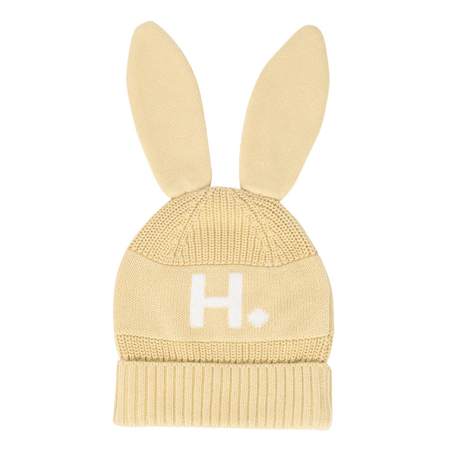 Bunny Beanie - Base: Butter; Letter: Ivory