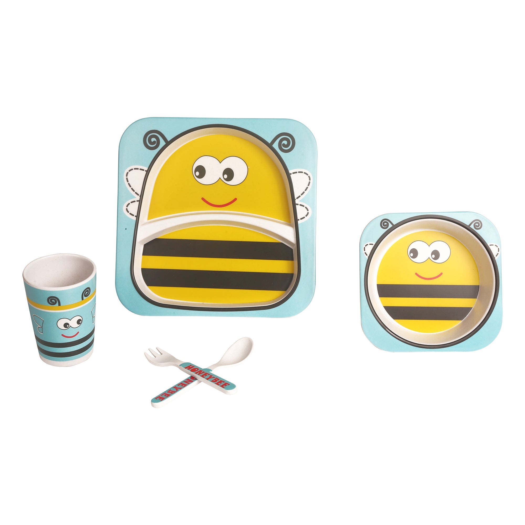 Honey Bee Yellow Bamboo Fiber Dinner Set Large - Baby Moo