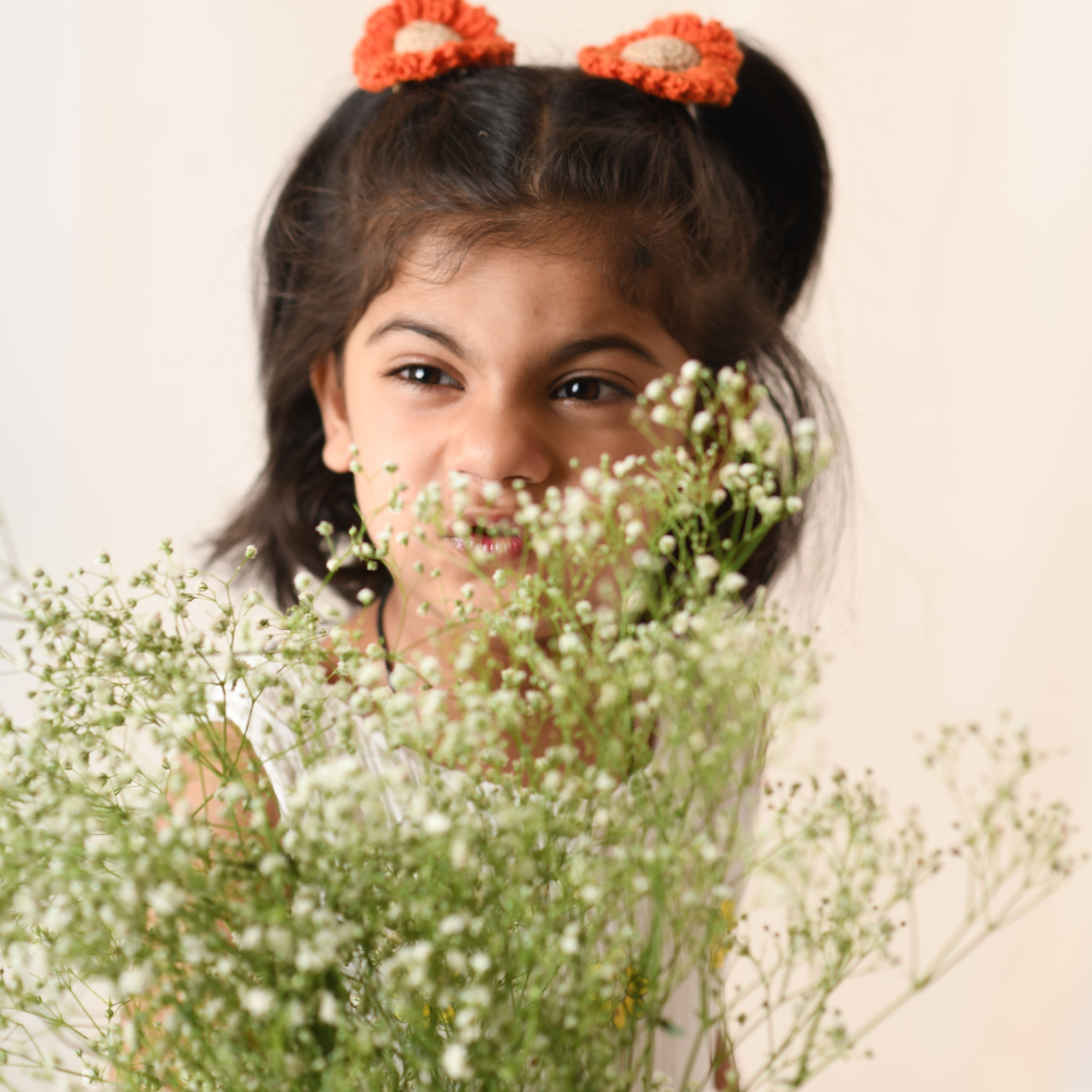 Organic Cotton Muslin Flower Dress &  Sunflower Rubberbands Set- Gift Set