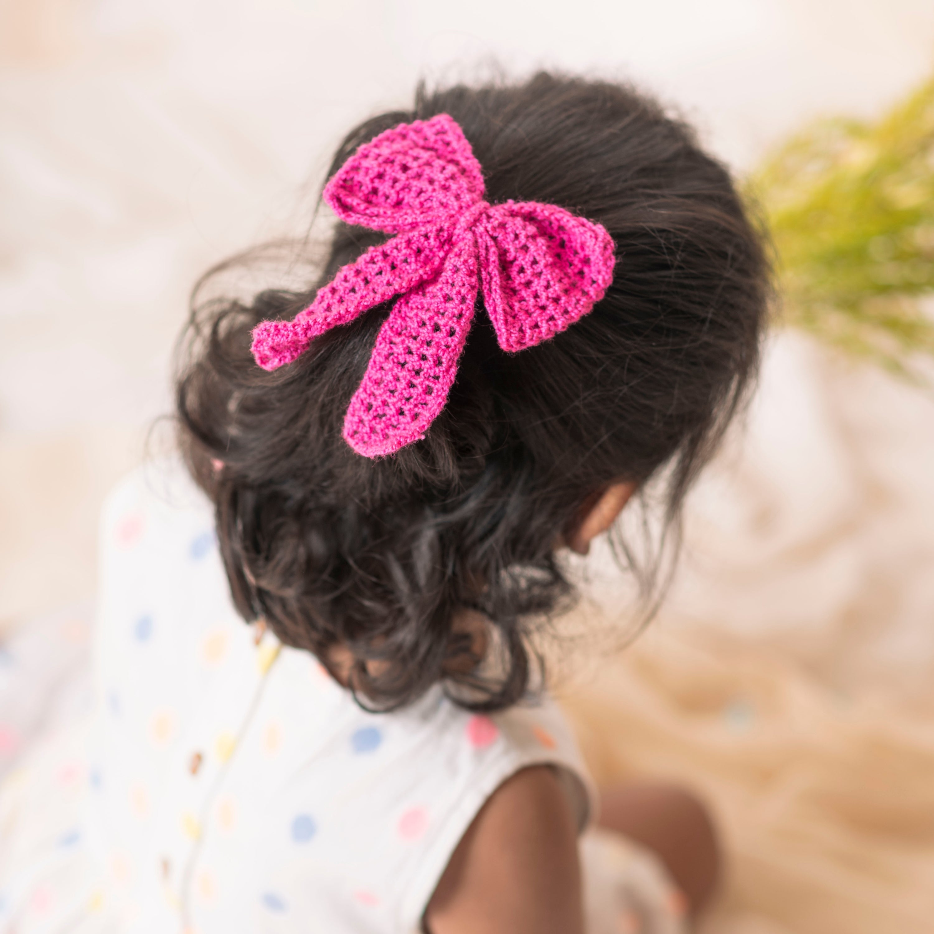 Petite Pretties- Crochet Scrunchies/ Blue Big Bow- Gift Set