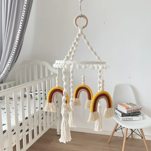 Cot / Crib Mobile - Rainbow Macrame