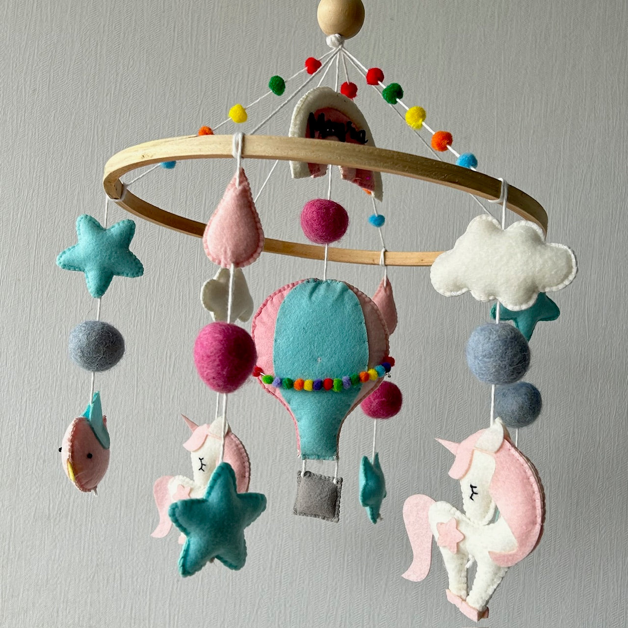 Babble Wrap Cot / Crib Mobile - Unicorn's Rainbow Flight