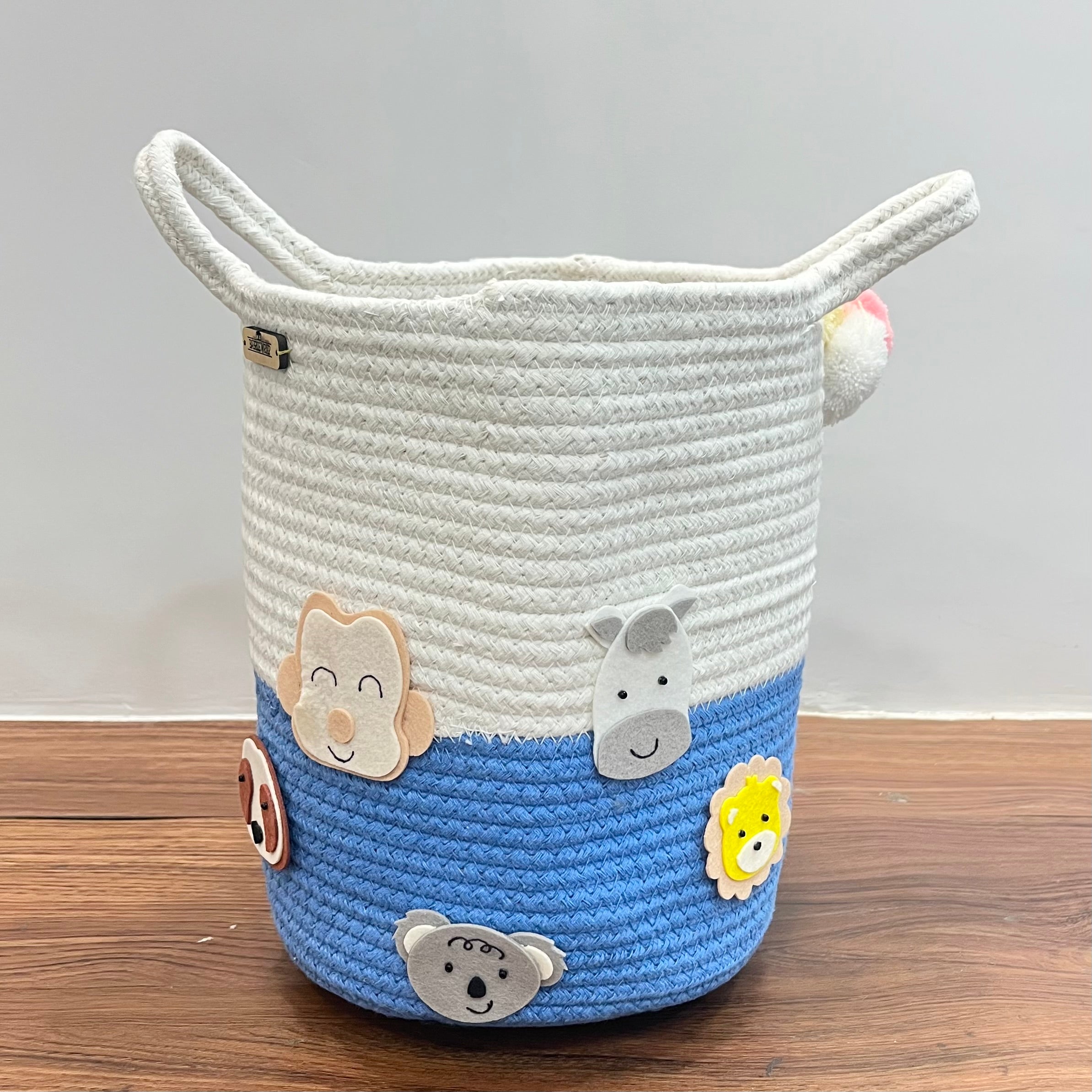 Babble Wrap Jute Cotton Storage Basket - Animal Adventure