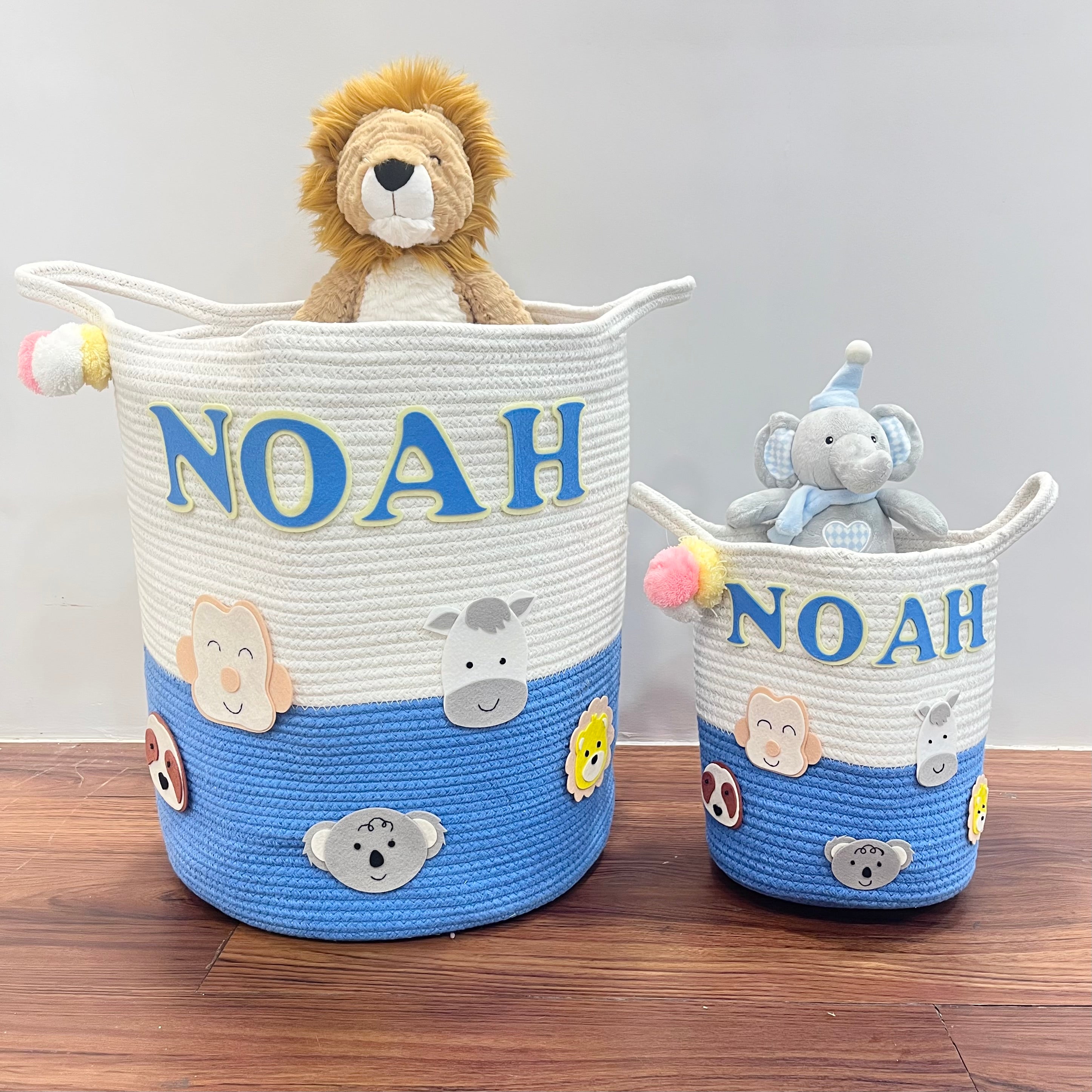 Babble Wrap Jute Cotton Storage Basket - Animal Adventure