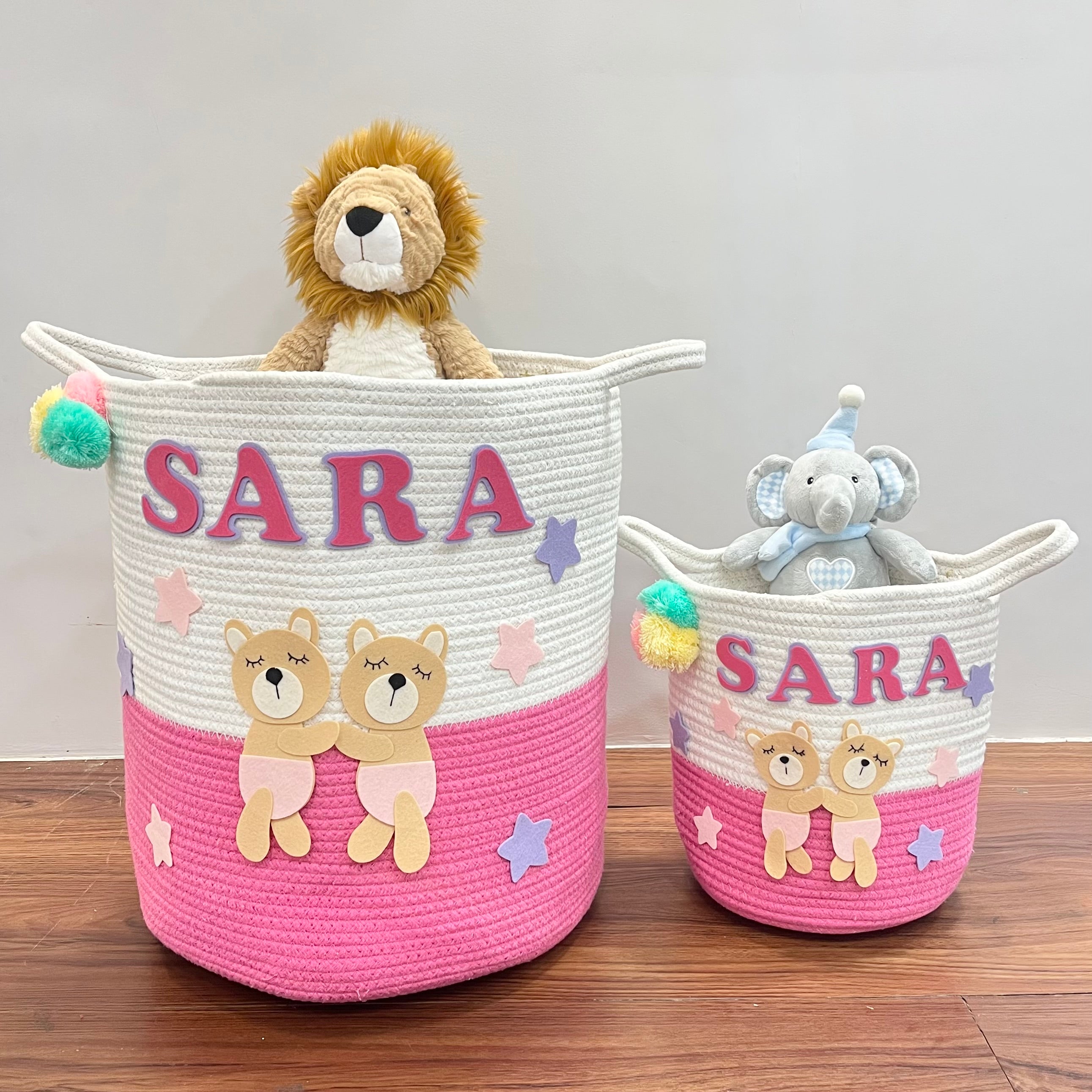 Babble Wrap Jute Cotton Storage Basket - Bear Hugs