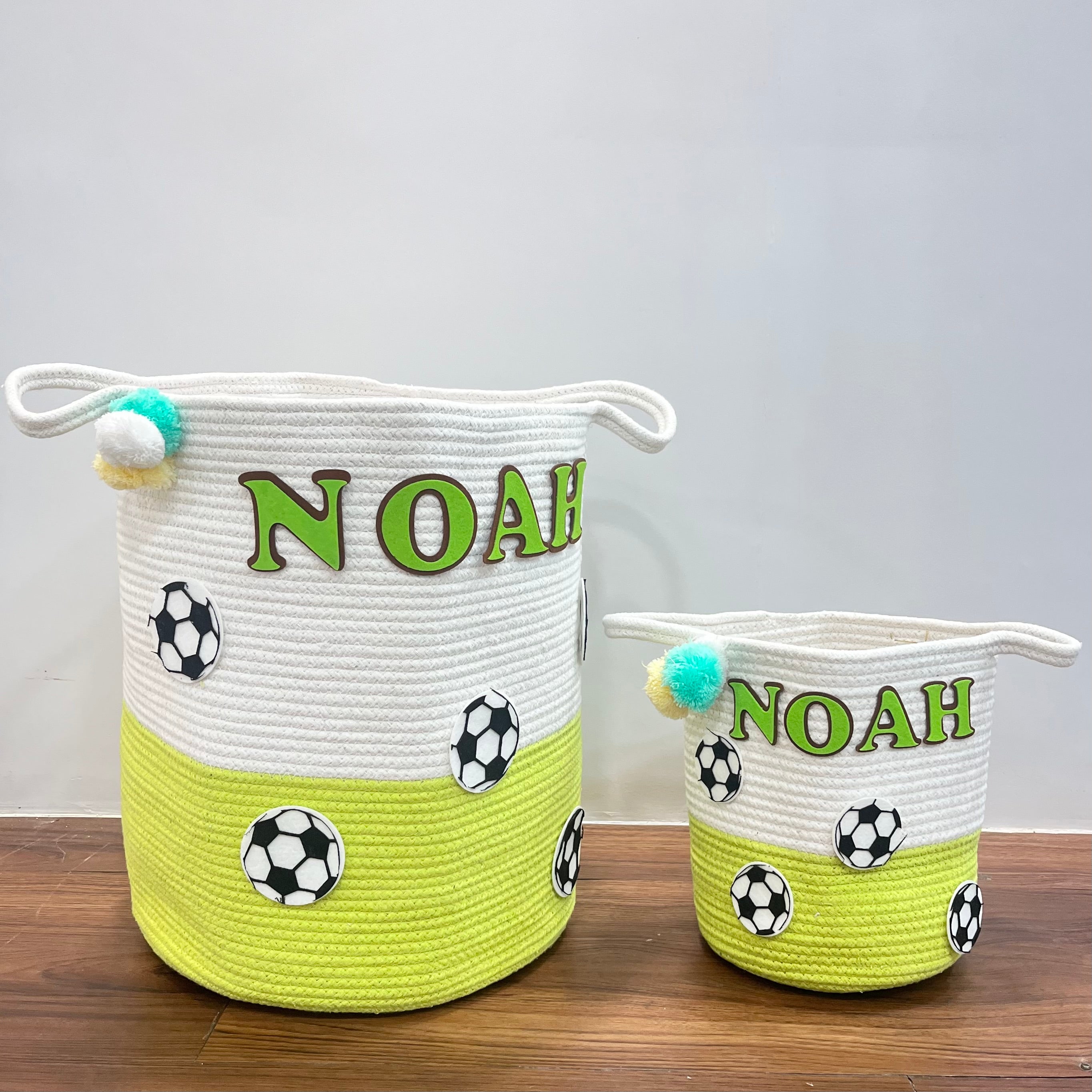 Babble Wrap Jute Cotton Storage Basket - Football Frenzy