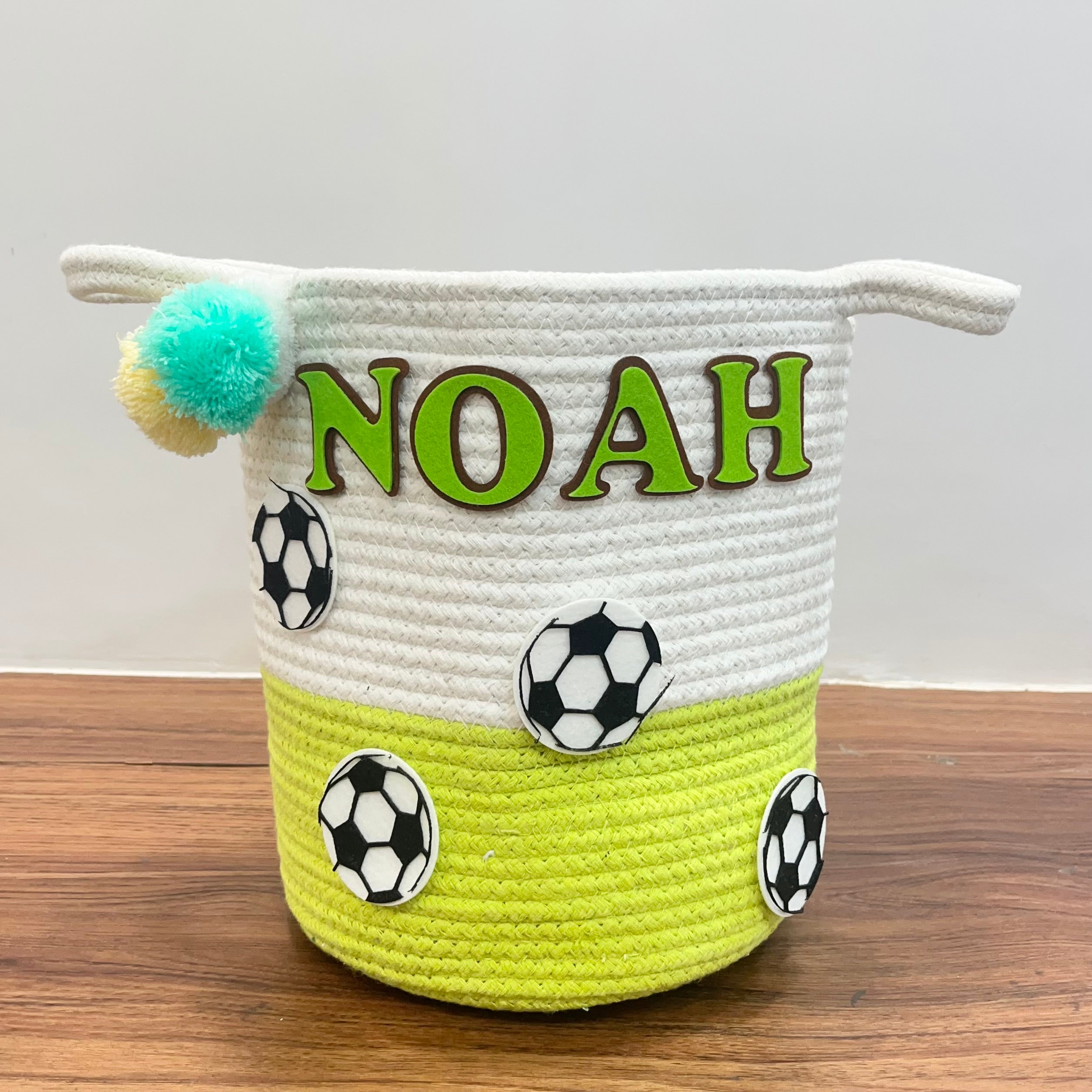 Babble Wrap Jute Cotton Storage Basket - Football Frenzy