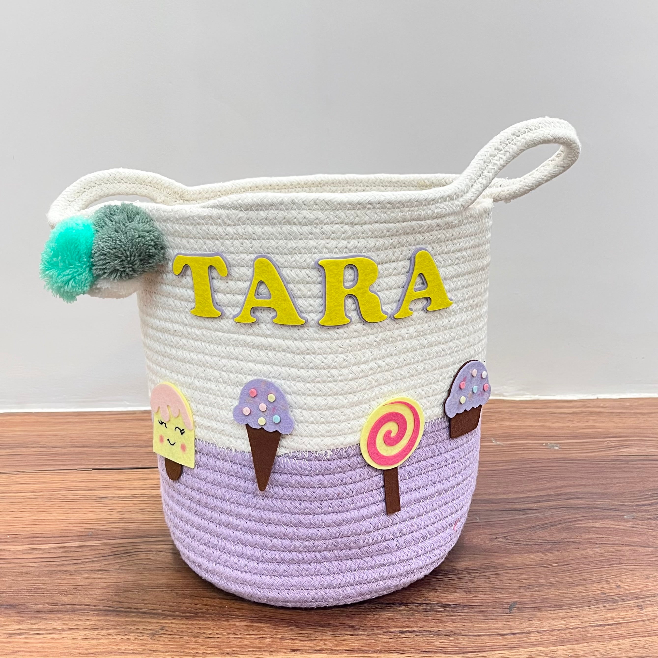 Babble Wrap Jute Cotton Storage Basket - Sweet Treats