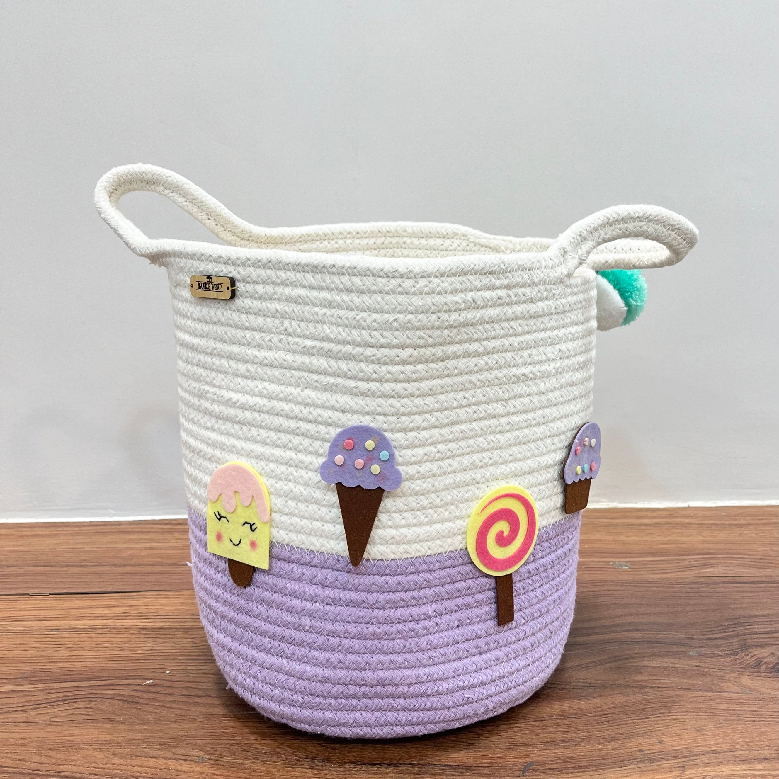 Babble Wrap Jute Cotton Storage Basket - Sweet Treats