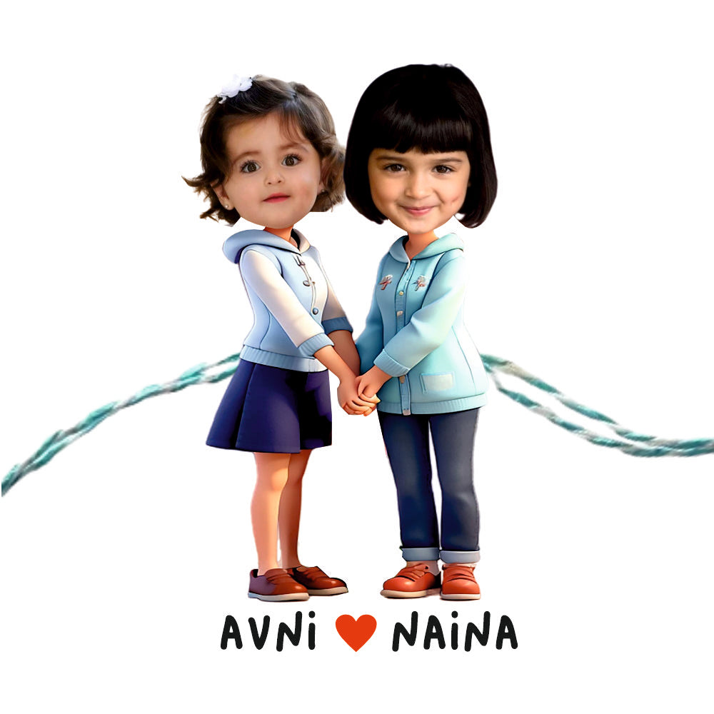 Babble Wrap Personalised Caricature Rakhi -Sibling
