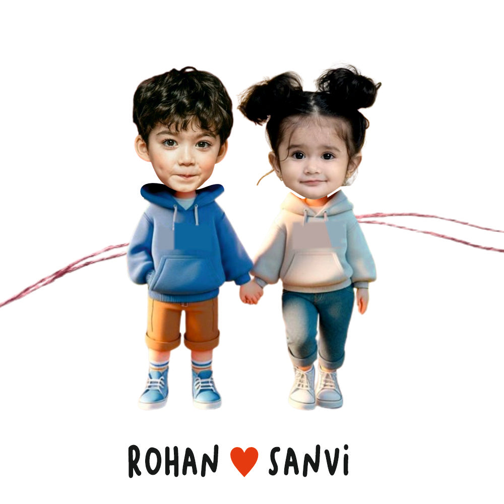 Babble Wrap Personalised Caricature Rakhi -Sibling