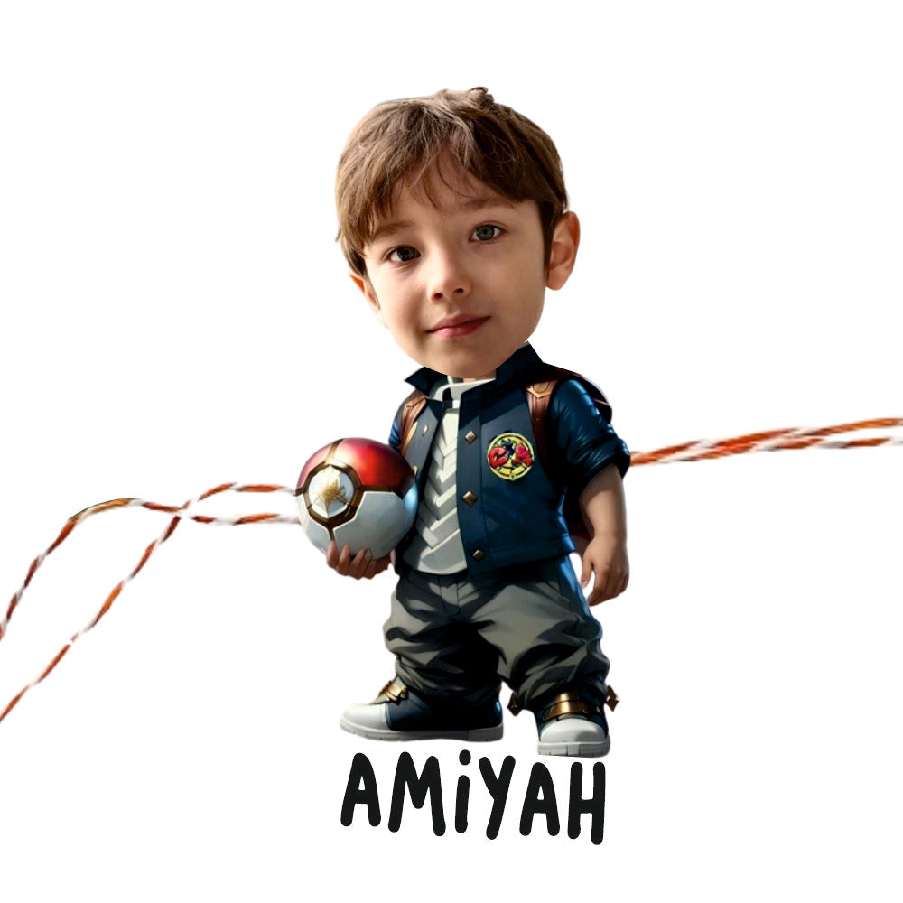 Babble Wrap Personalised Caricature Rakhi - Boy