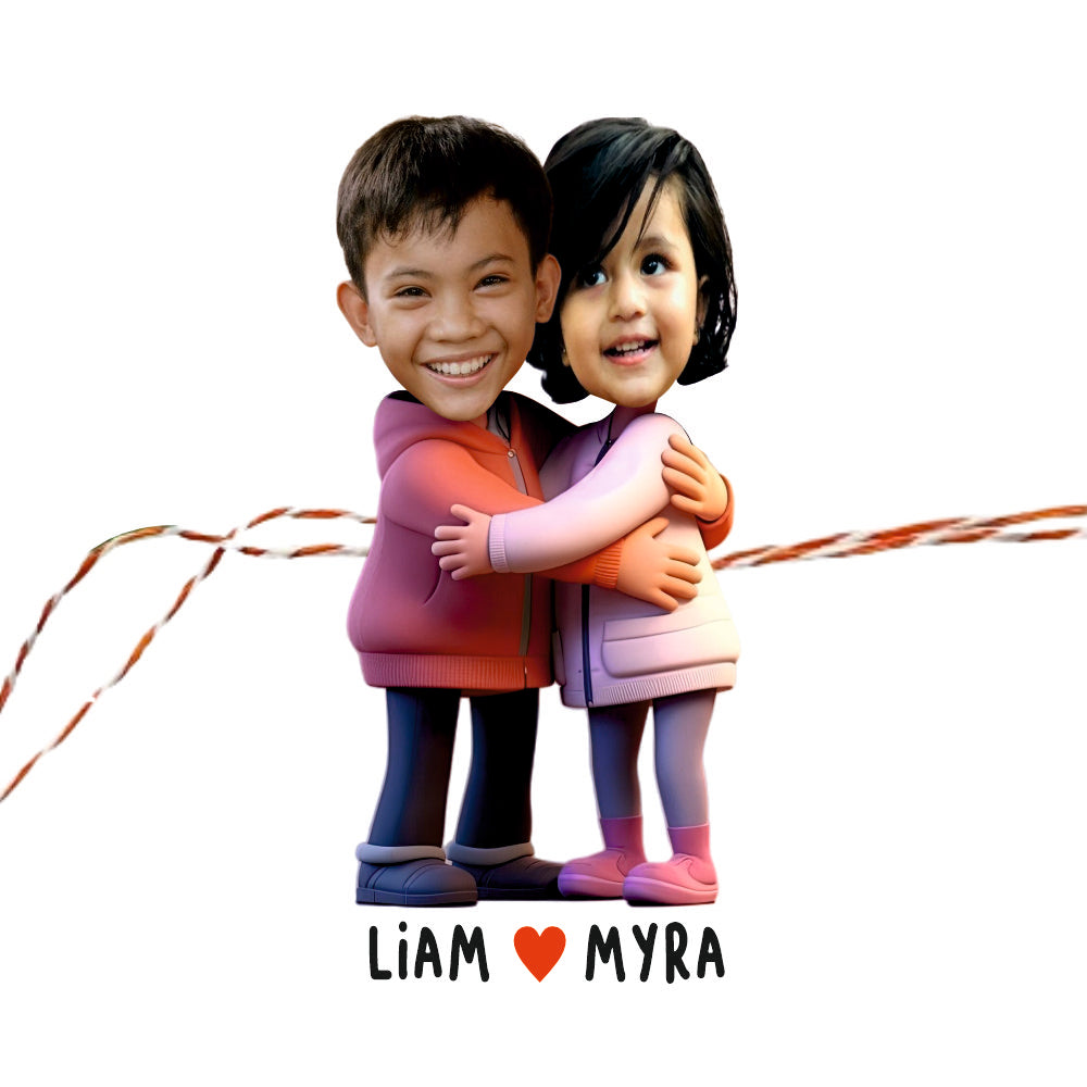 Babble Wrap Personalised Caricature Rakhi -Sibling