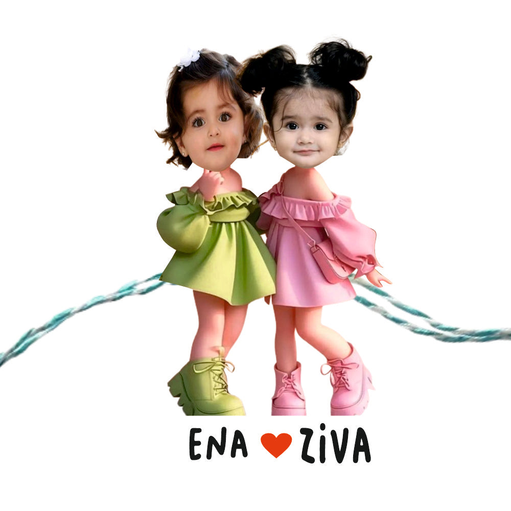 Babble Wrap Personalised Caricature Rakhi -Sibling