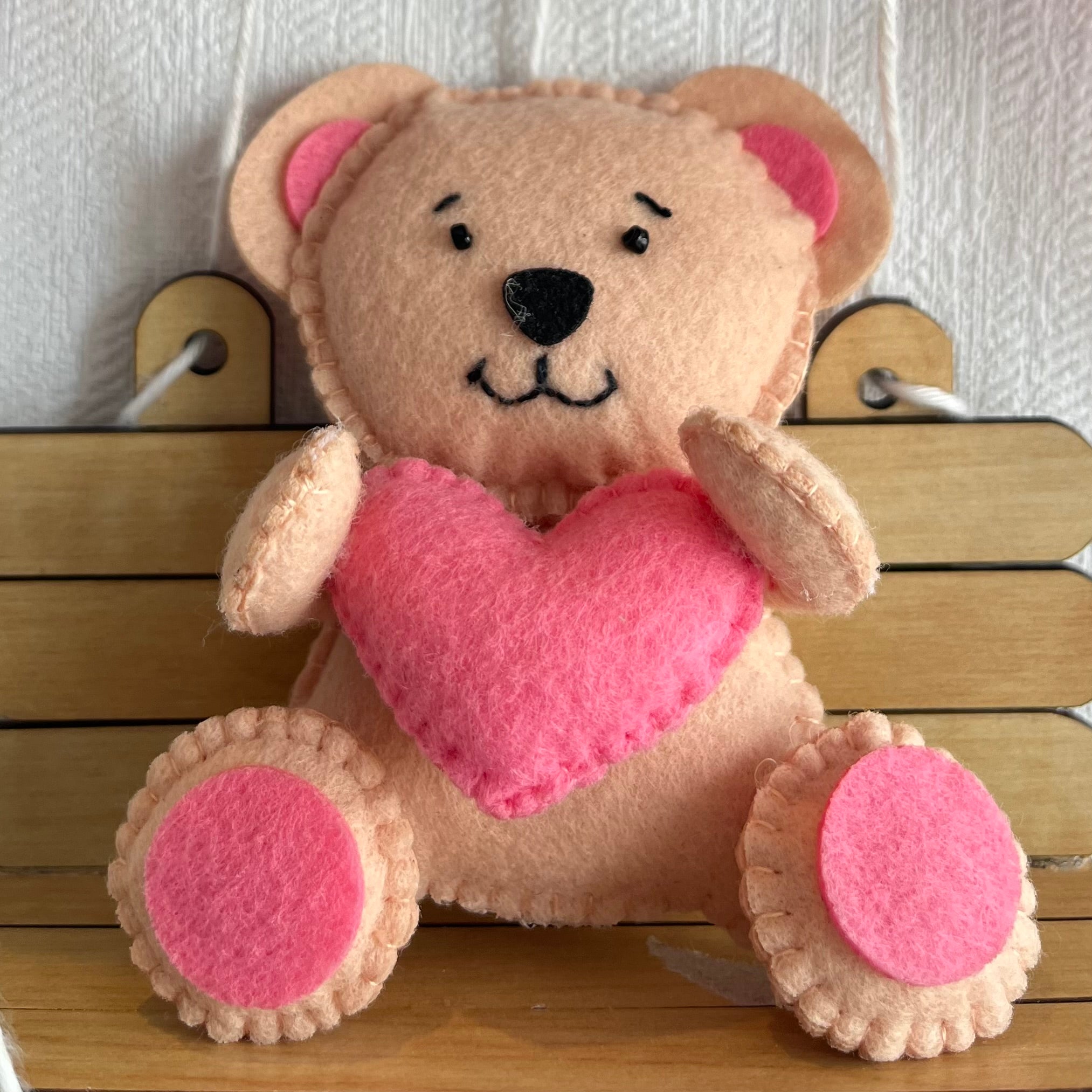 Babble Wrap  Pink Teddy On a Swing Name Hanging