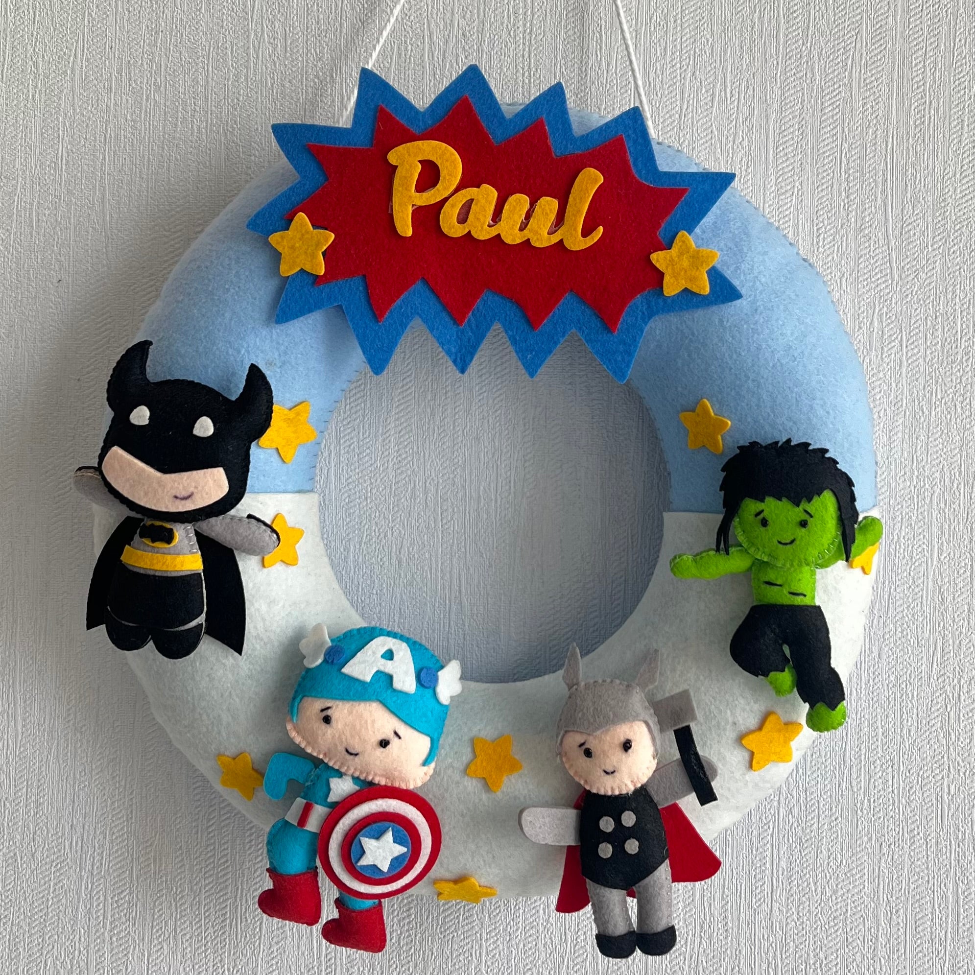 Superhero Assemble Name Hanging