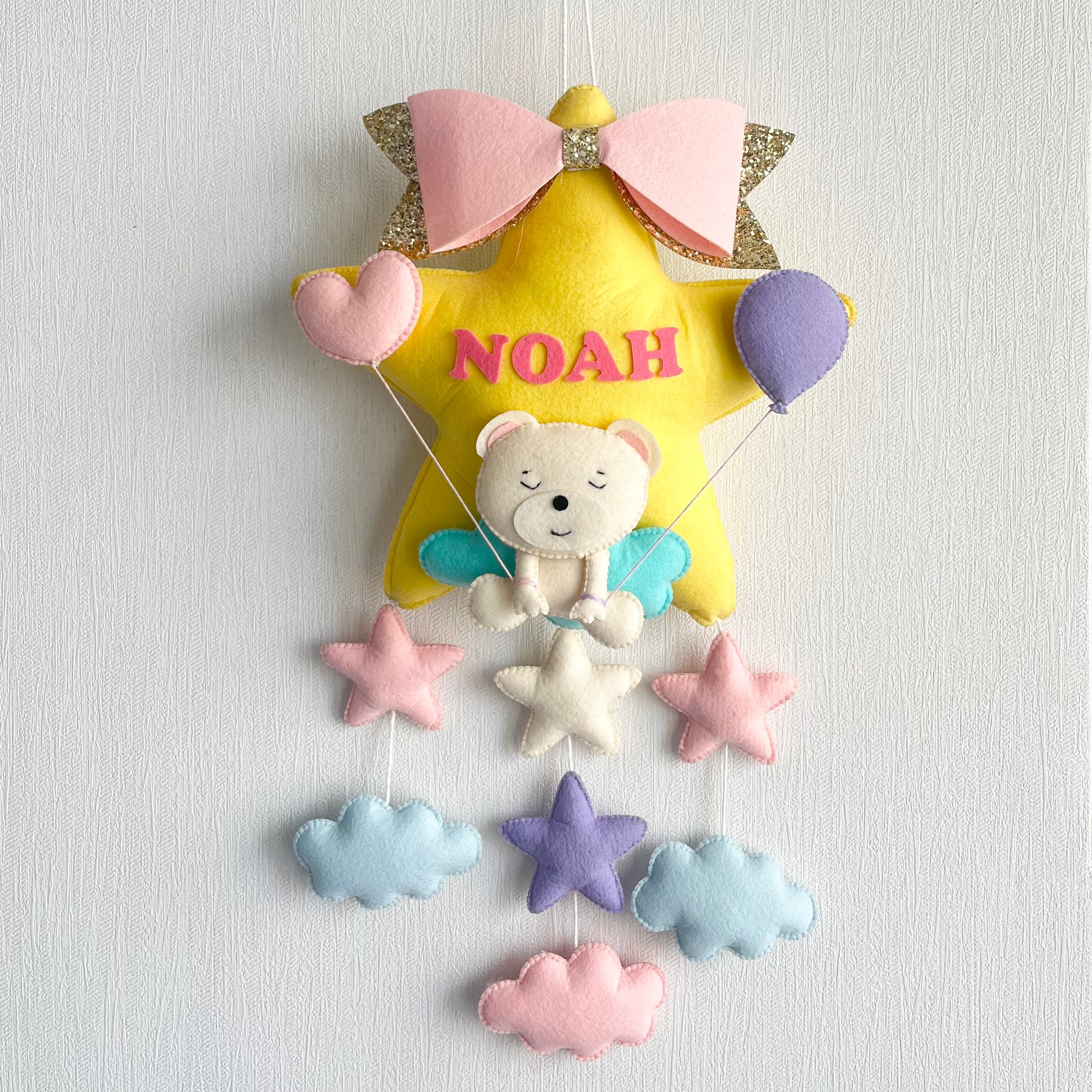 Babble Wrap Teddy on a Star Name Hanging