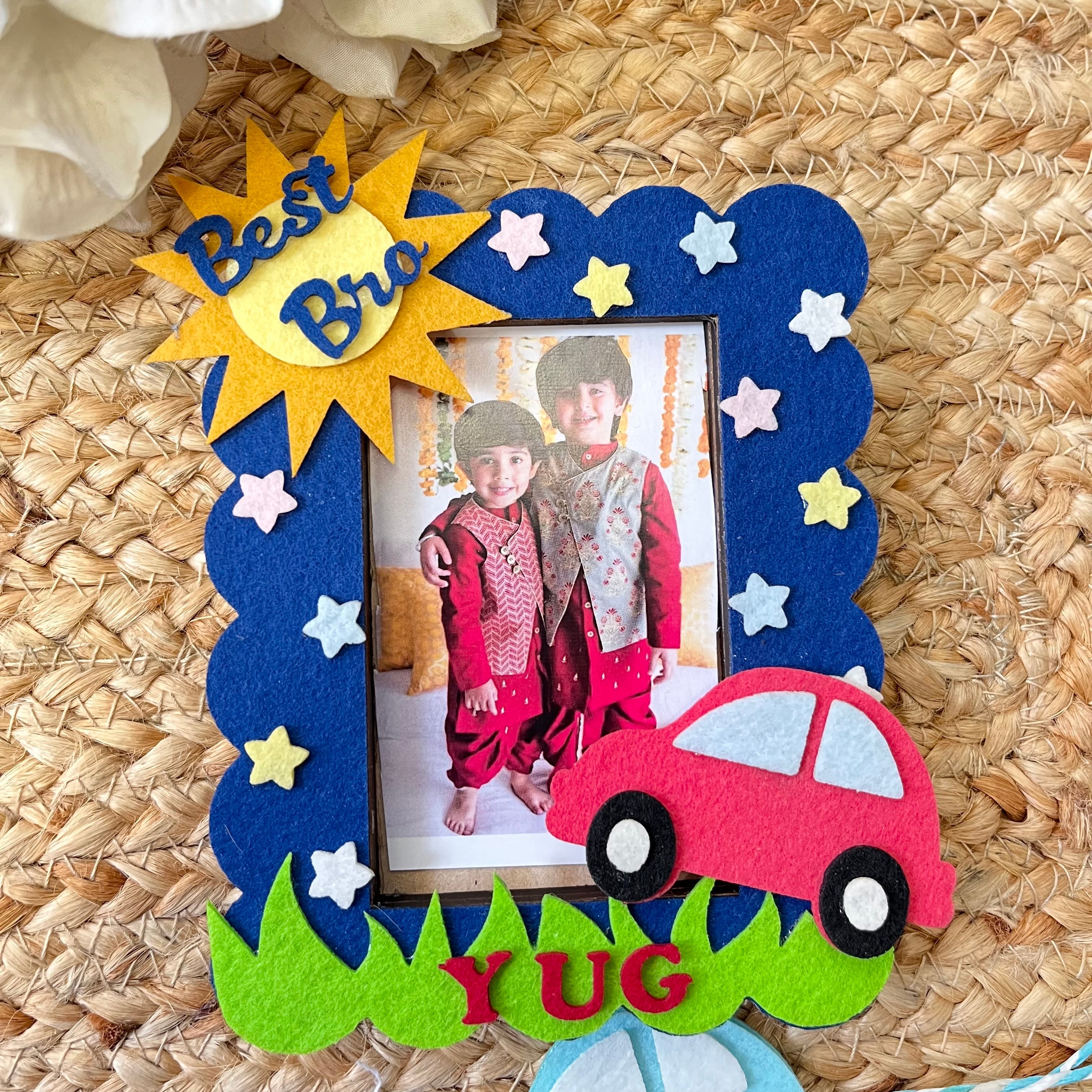 Babble Wrap Wooden Photo Frame With Rakhi