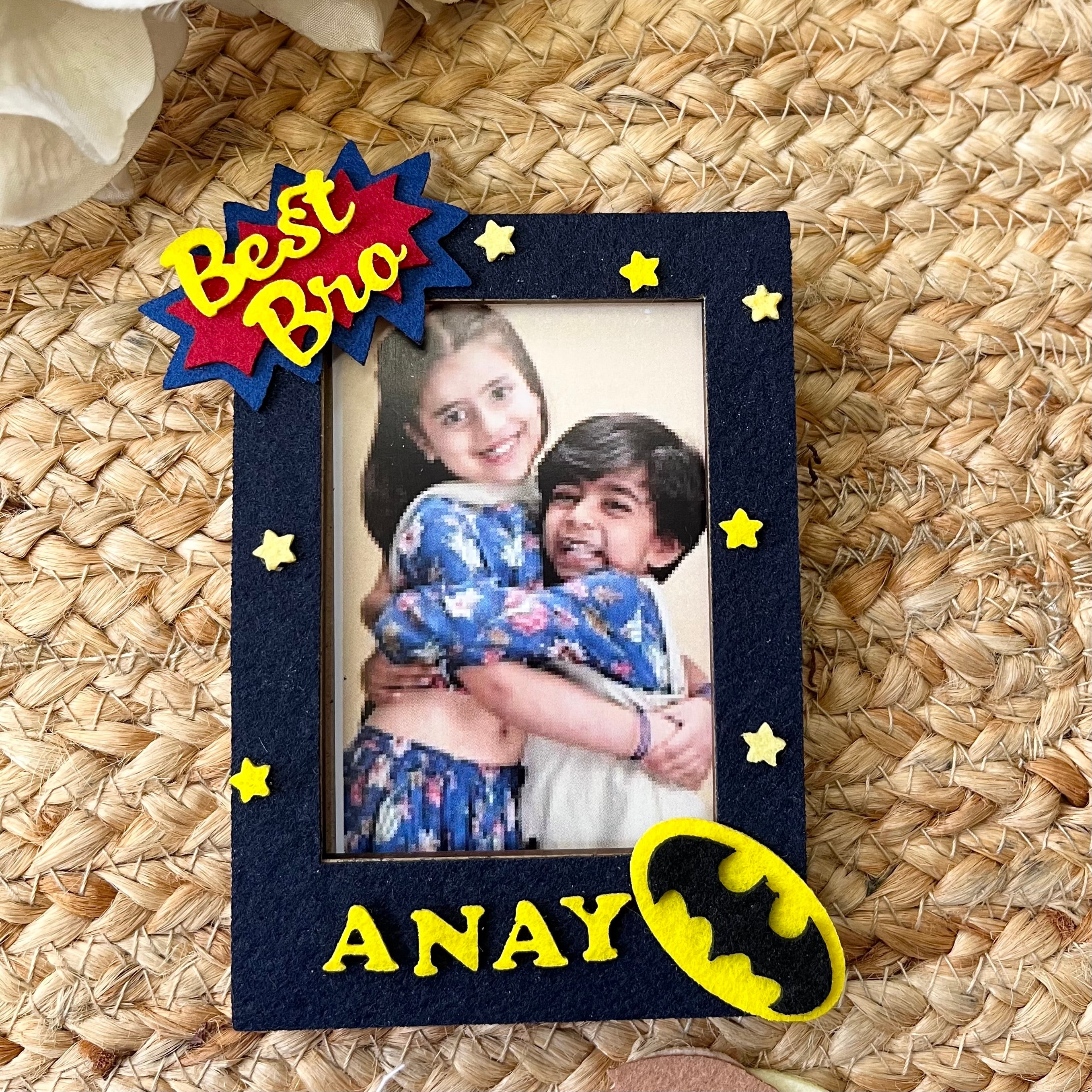 Babble Wrap Wooden Photo Frame With Rakhi