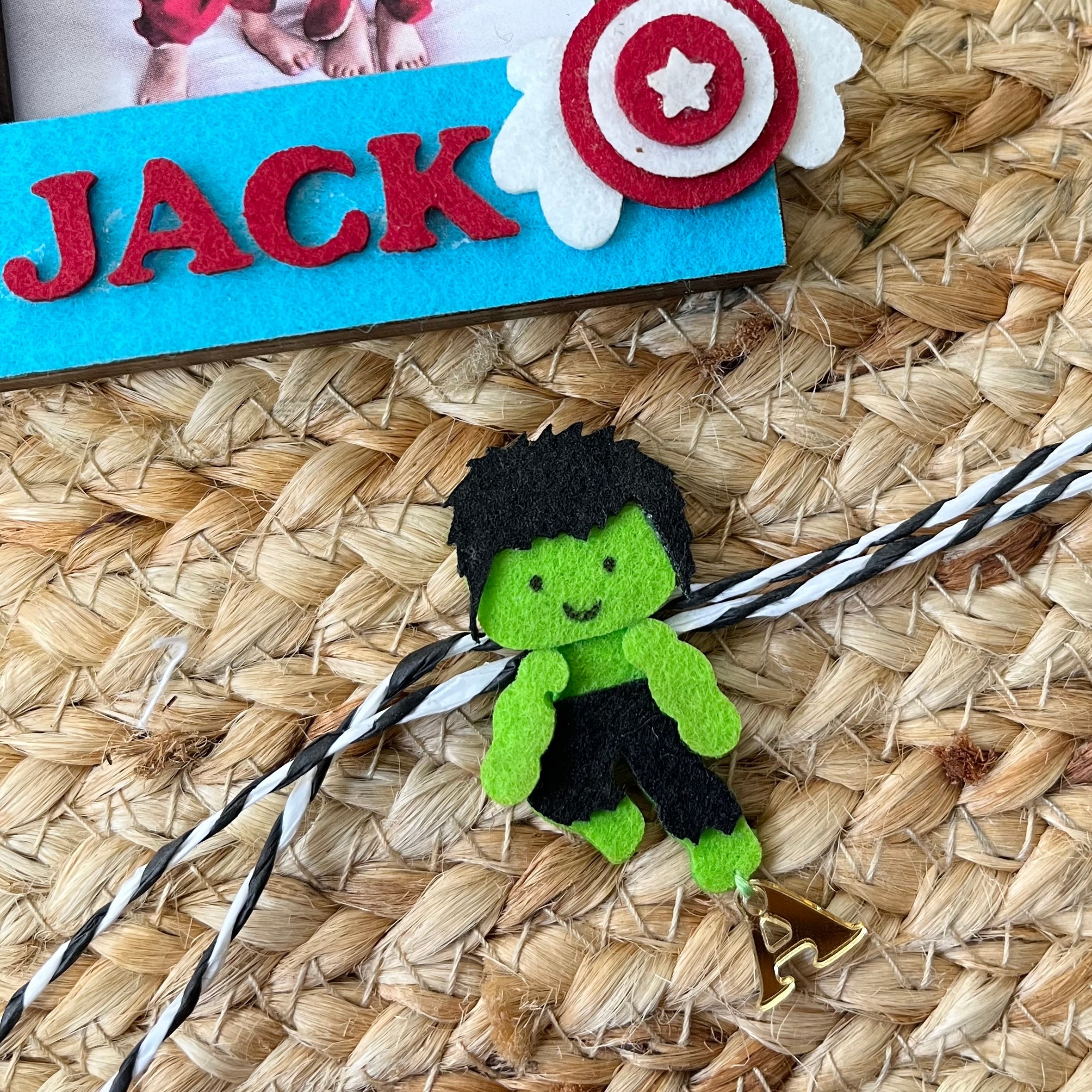 Babble Wrap Wooden PhotoFrame With Rakhi - Incredible Hulk FOR MUMBAI DELIVERY ONLY