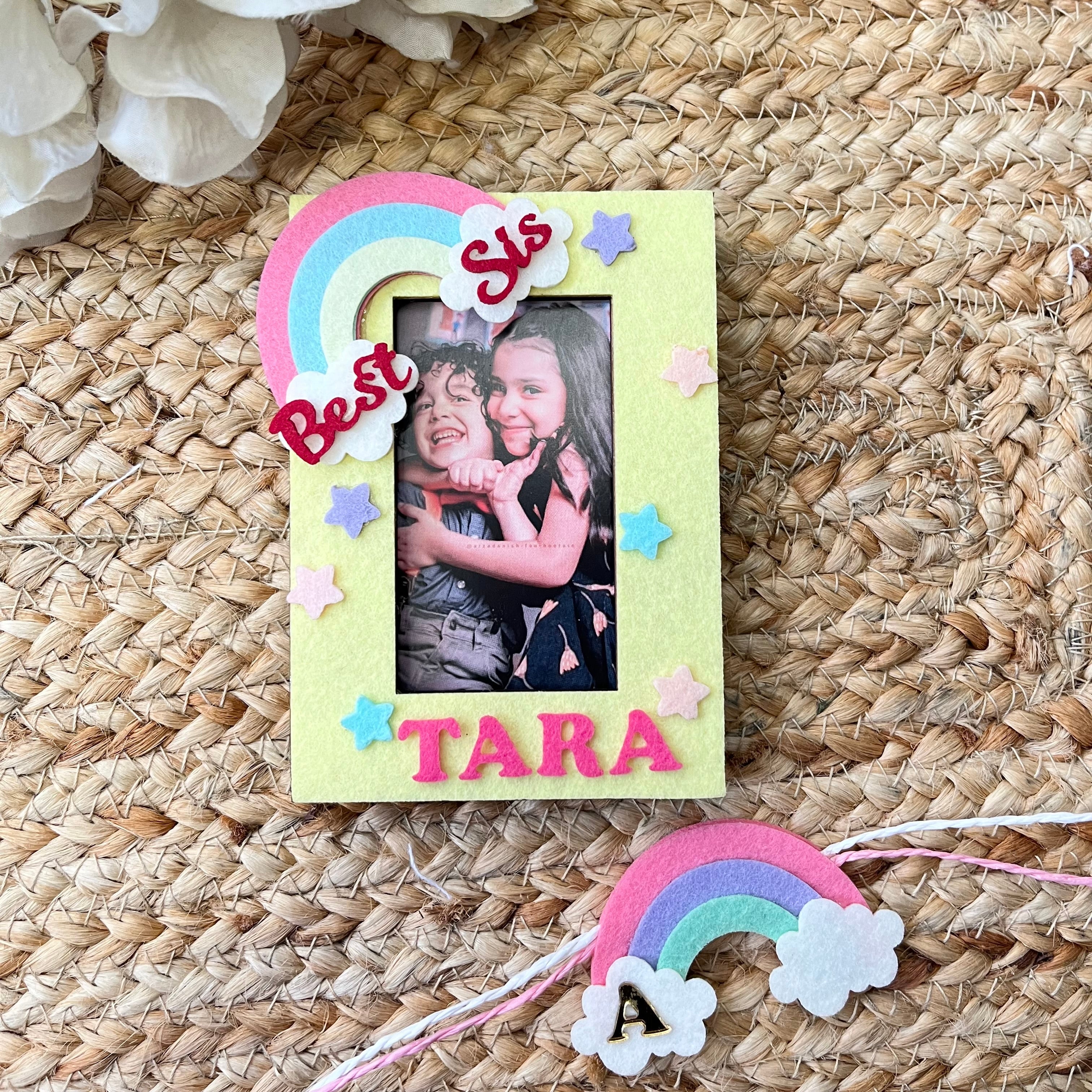 Babble Wrap Wooden Photo Frame With Rakhi
