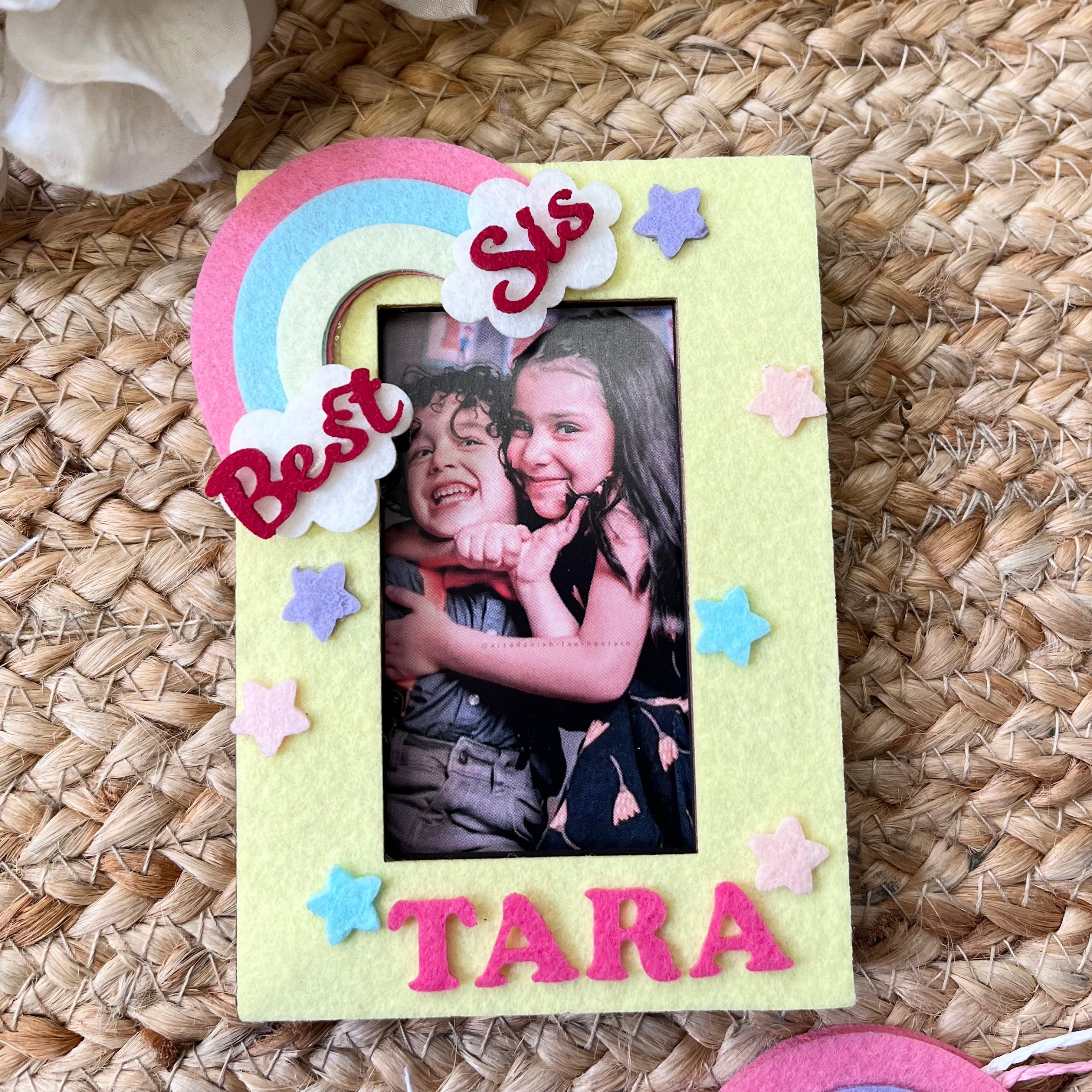 Babble Wrap Wooden PhotoFrame With Rakhi - Rainbow Radiance