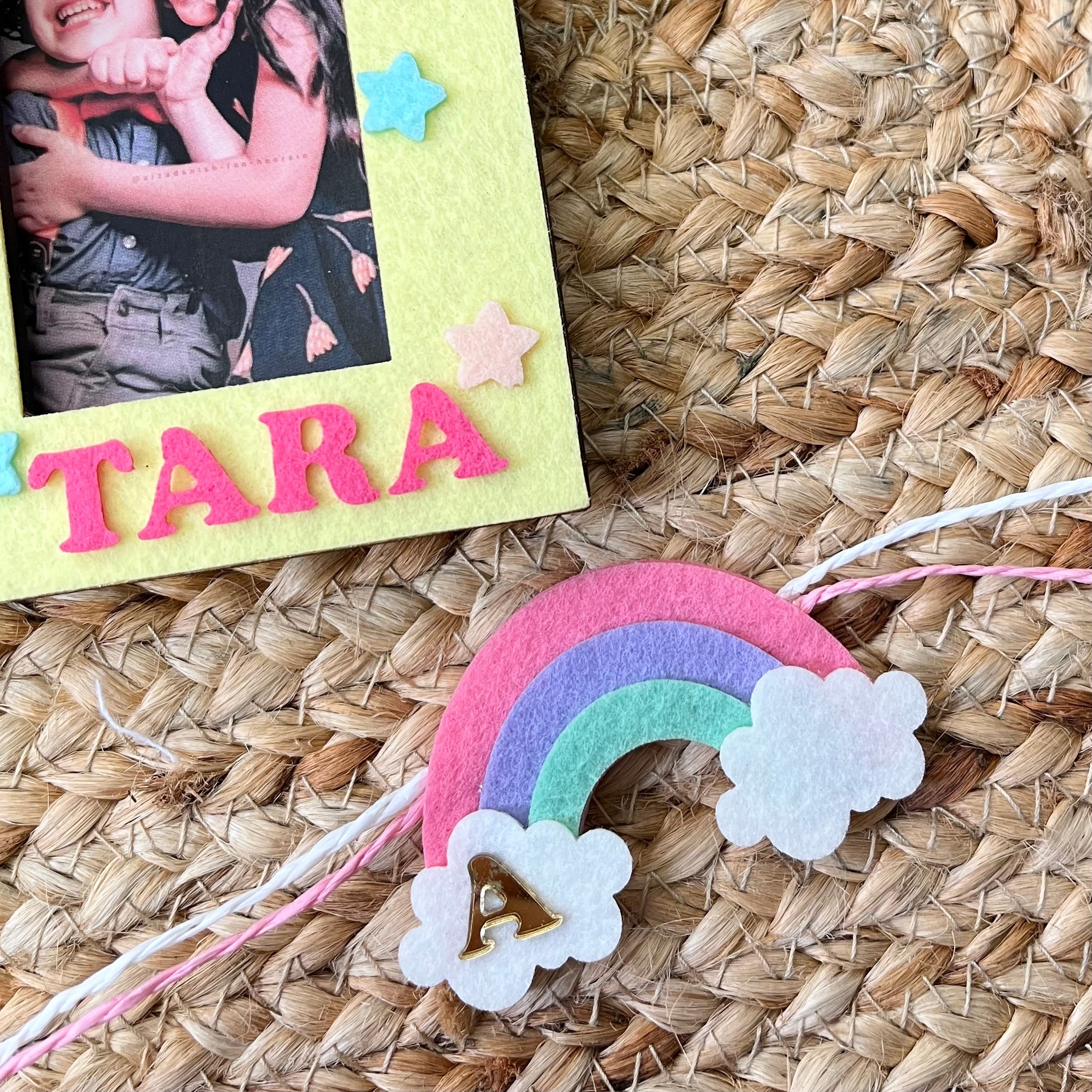 Babble Wrap Wooden Photo Frame With Rakhi