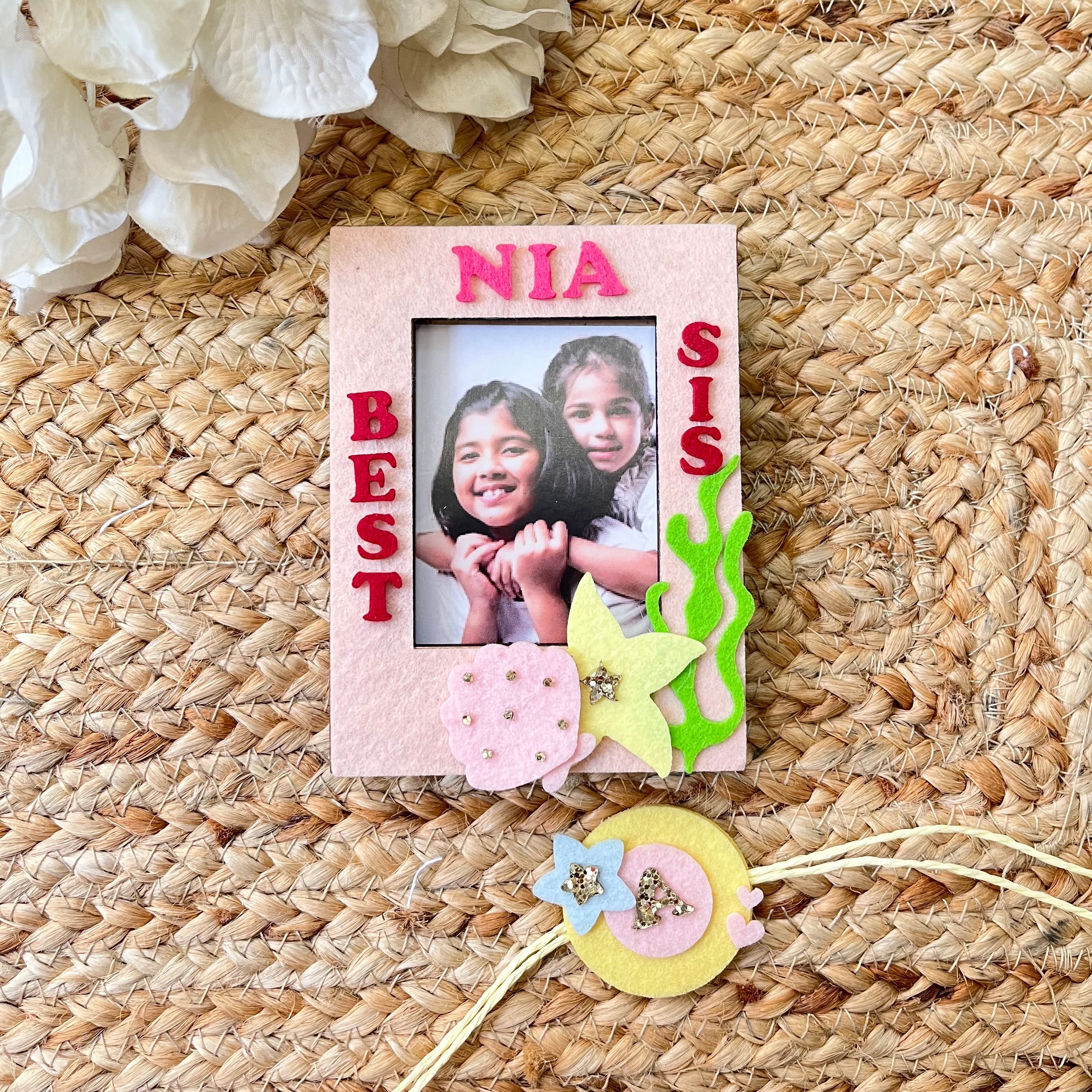 Babble Wrap Wooden Photo Frame With Rakhi