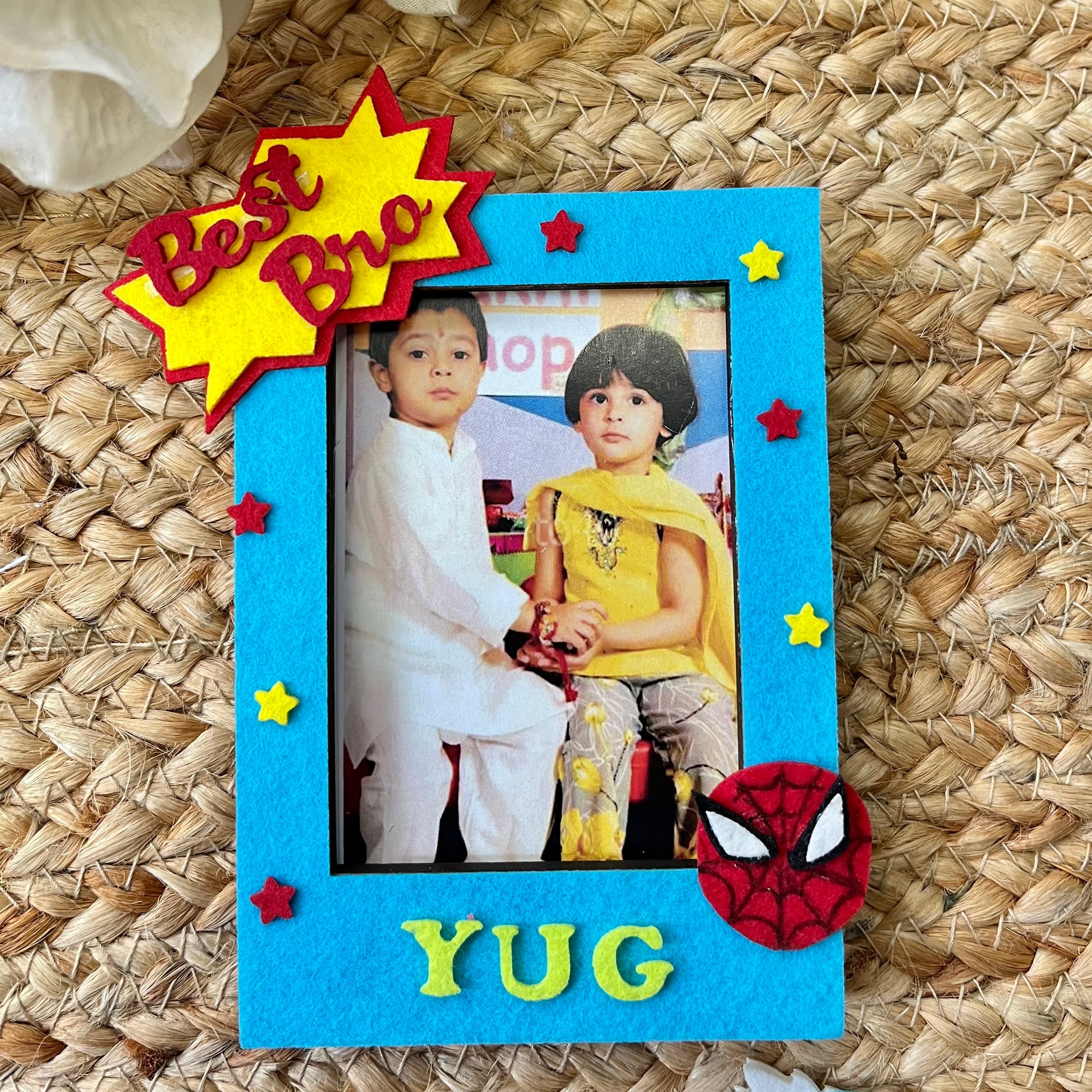 Babble Wrap Wooden Photo Frame With Rakhi
