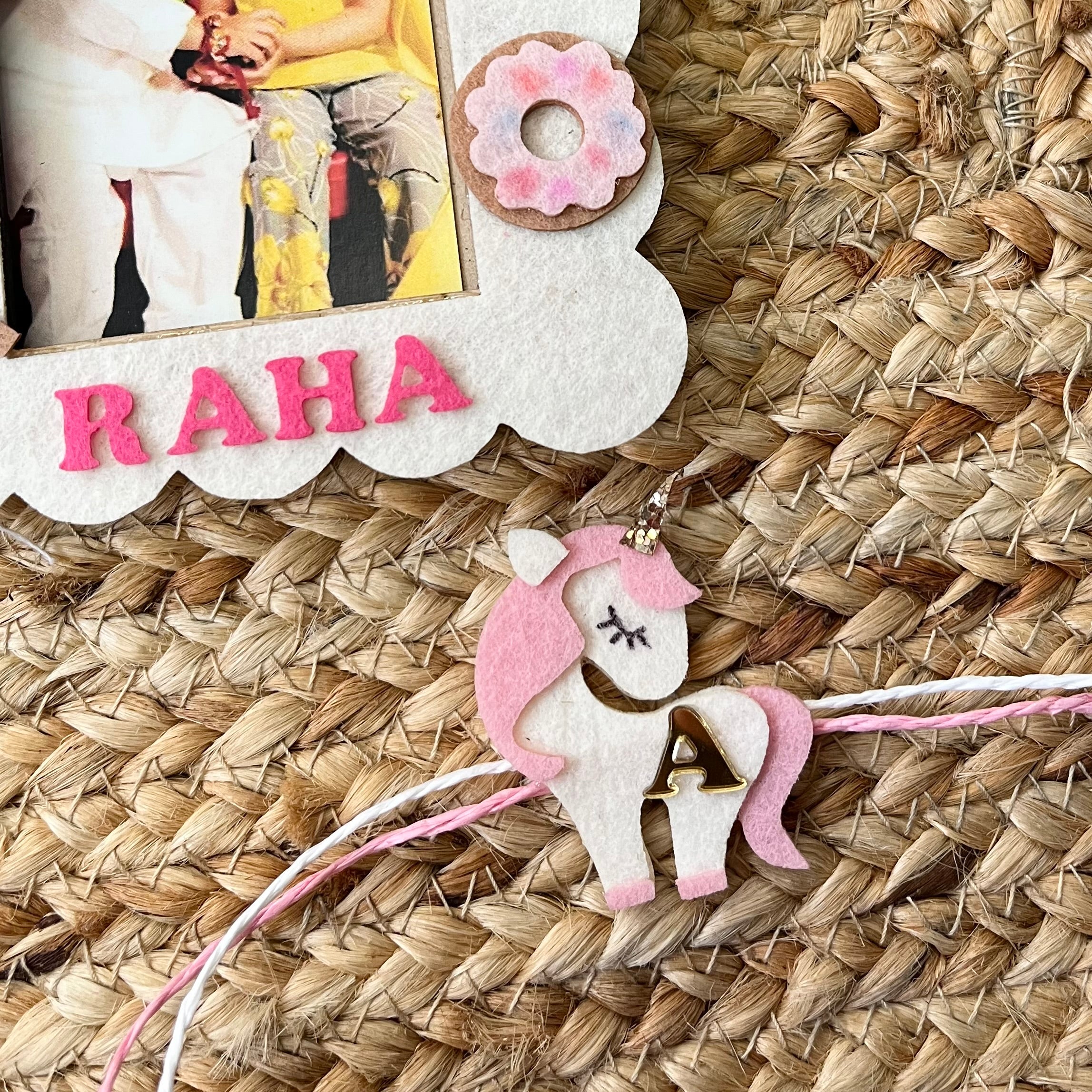 Babble Wrap Wooden Photo Frame With Rakhi