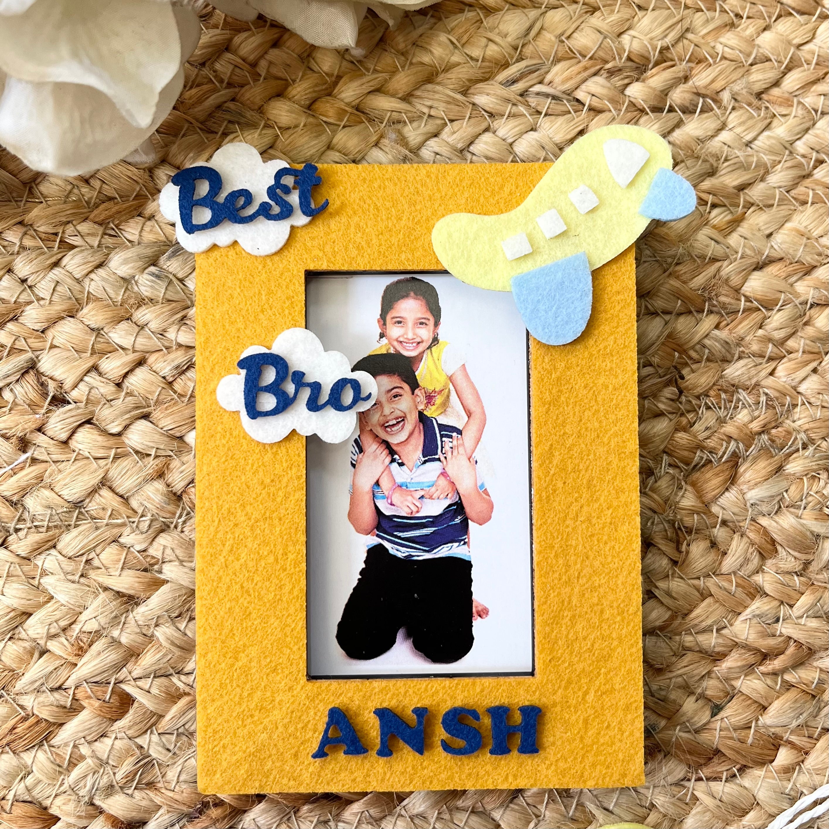 Babble Wrap Wooden Photo Frame With Rakhi