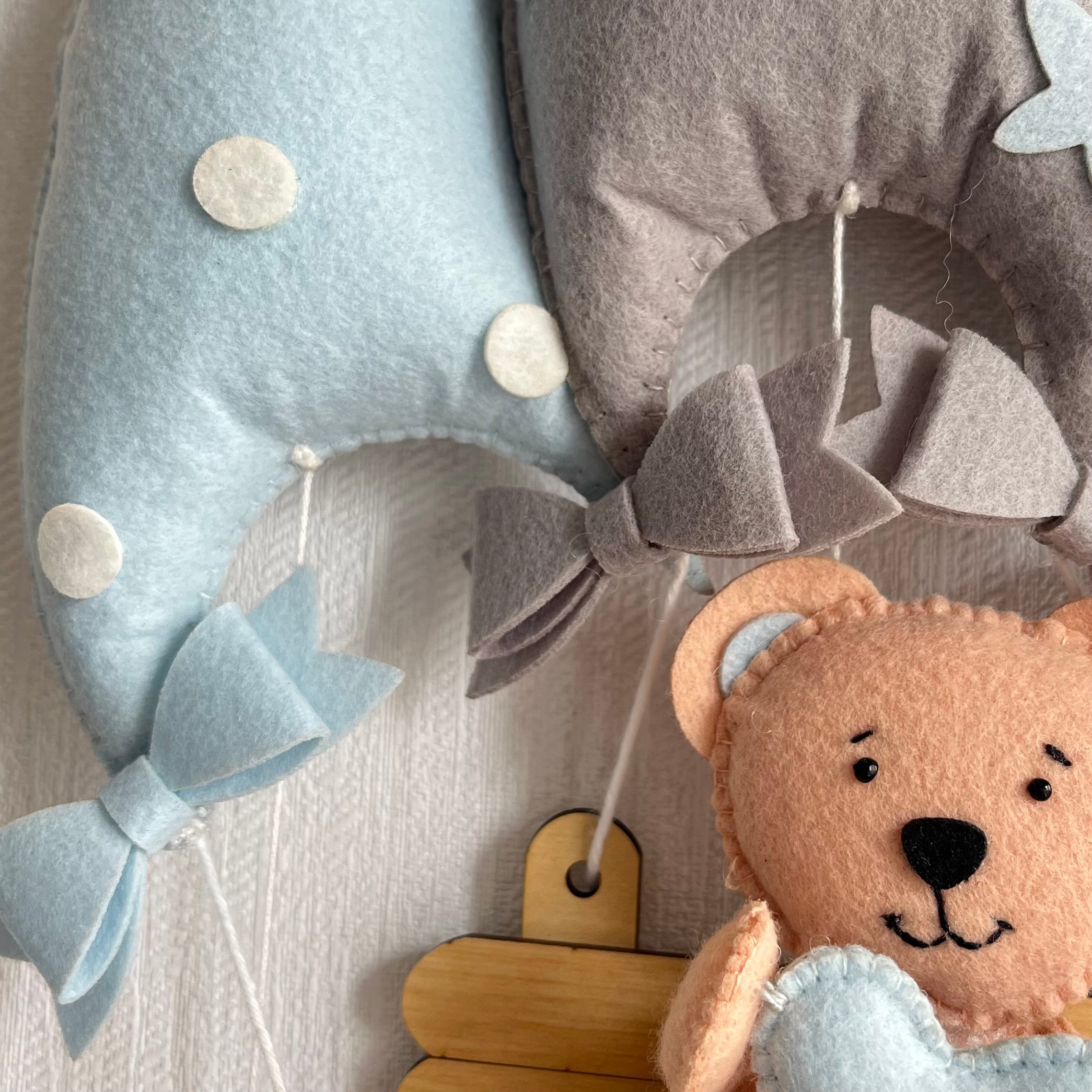 Babble Wrap Blue Teddy On a Swing Name Hanging