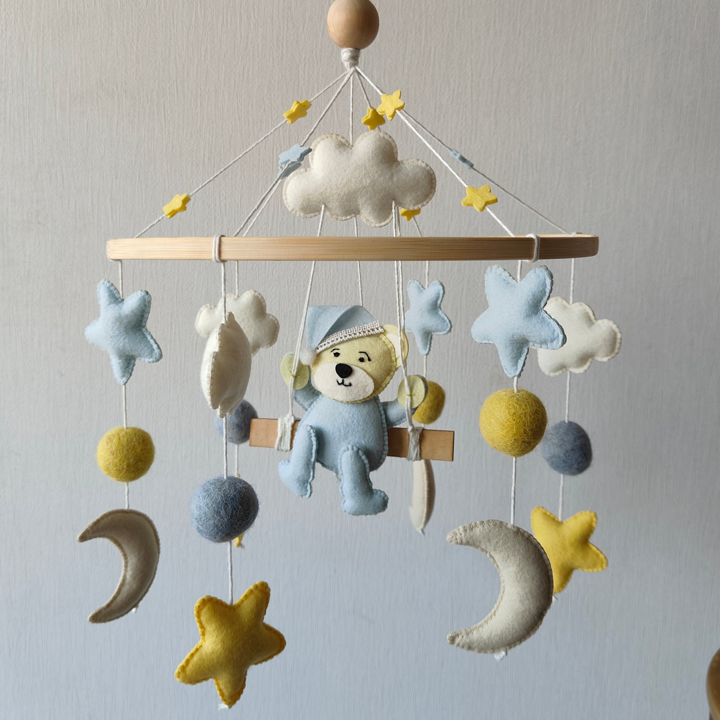 Cot / Crib Mobile - Teddy on a Swing