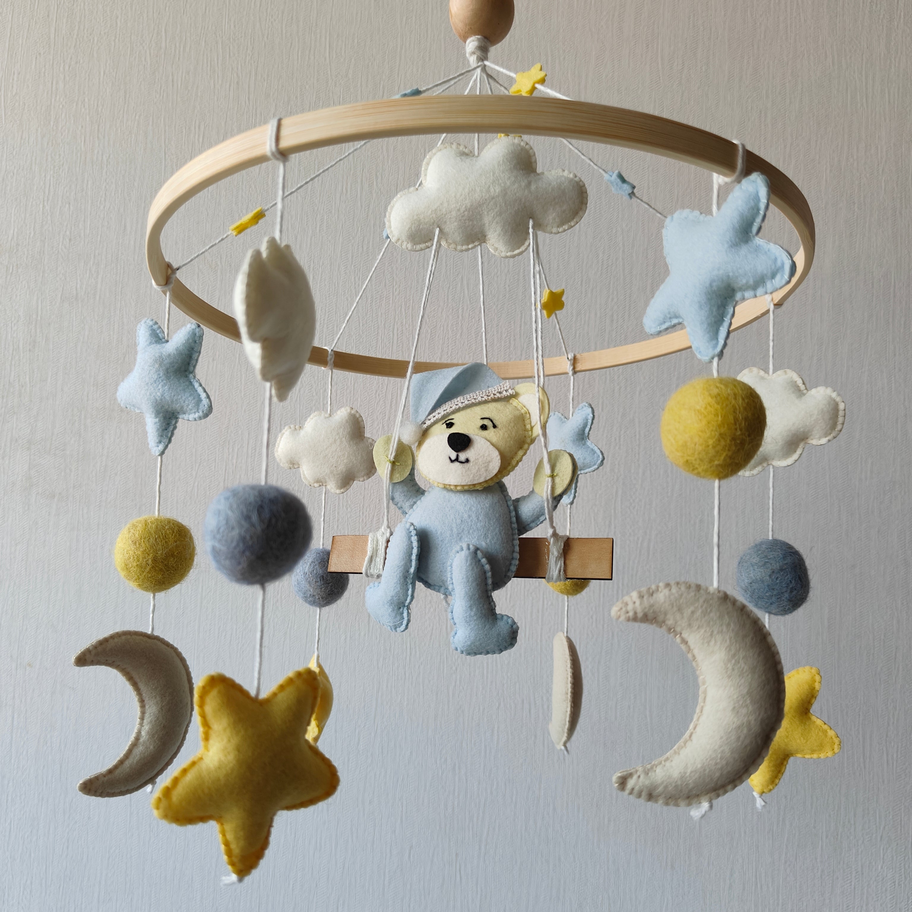 Cot / Crib Mobile - Teddy on a Swing