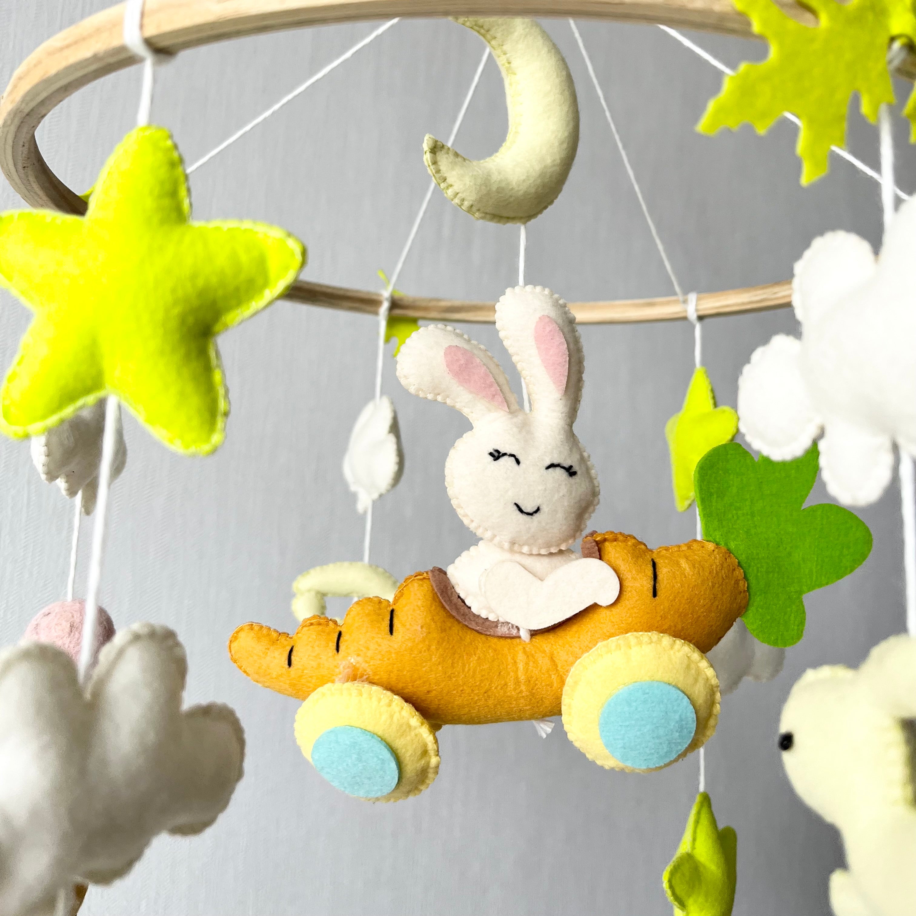Cot / Crib Mobile - Carrot Cruiser Bunny