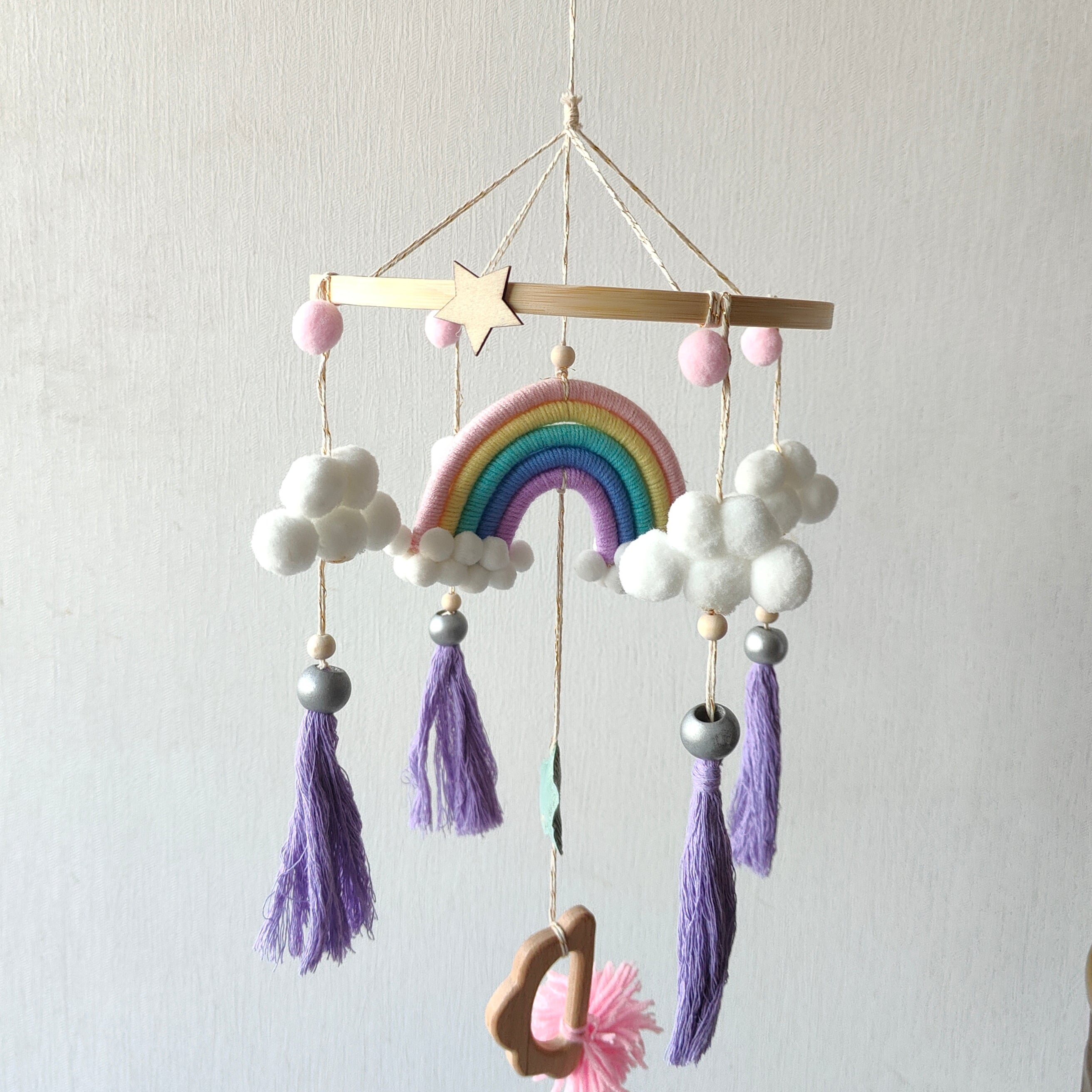 Macrame Cot / Crib Mobile - Rainbow Dreams