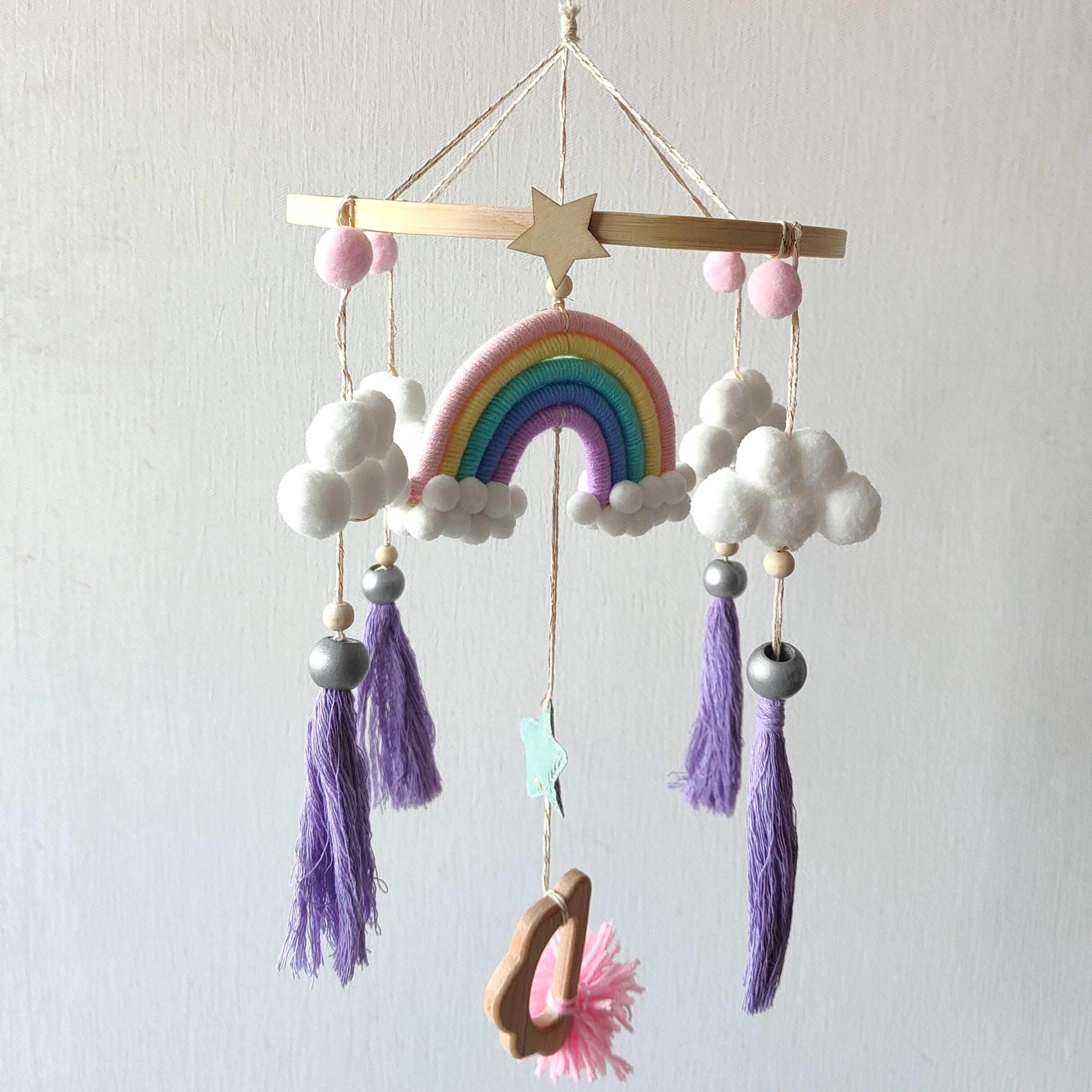 Macrame Cot / Crib Mobile - Rainbow Dreams