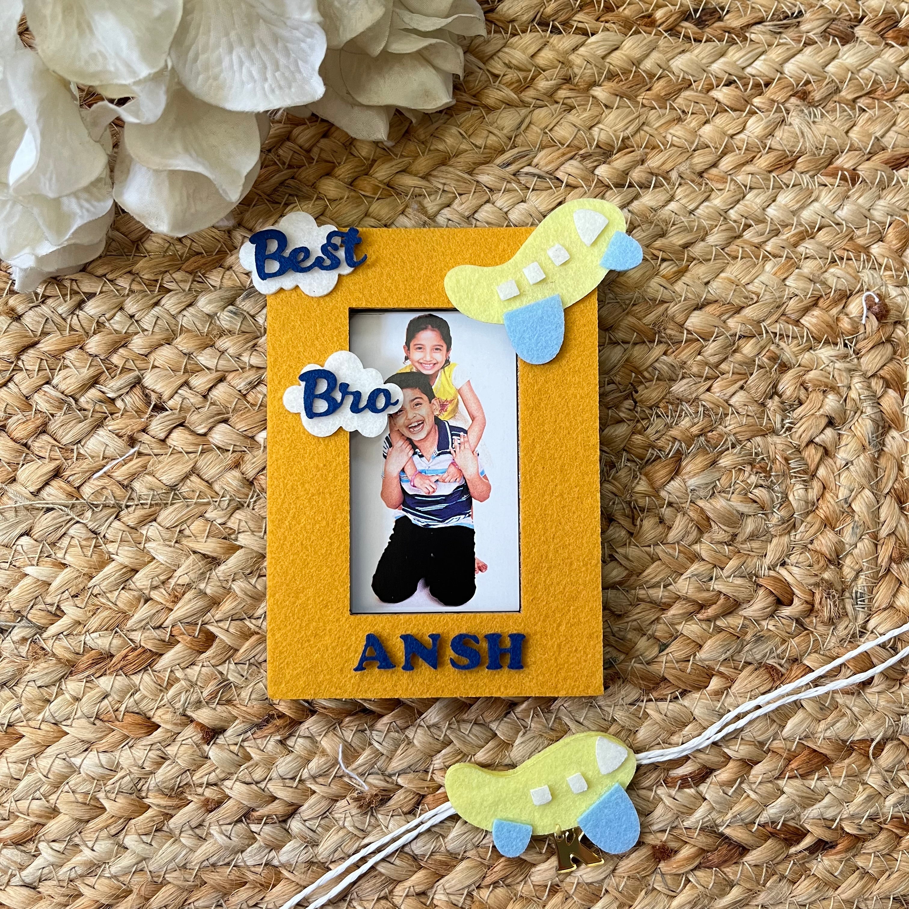 Babble Wrap Wooden Photo Frame With Rakhi