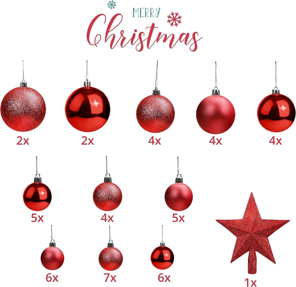 Bauble Kit with Tree Top Star- Berry Red (50 pcs)