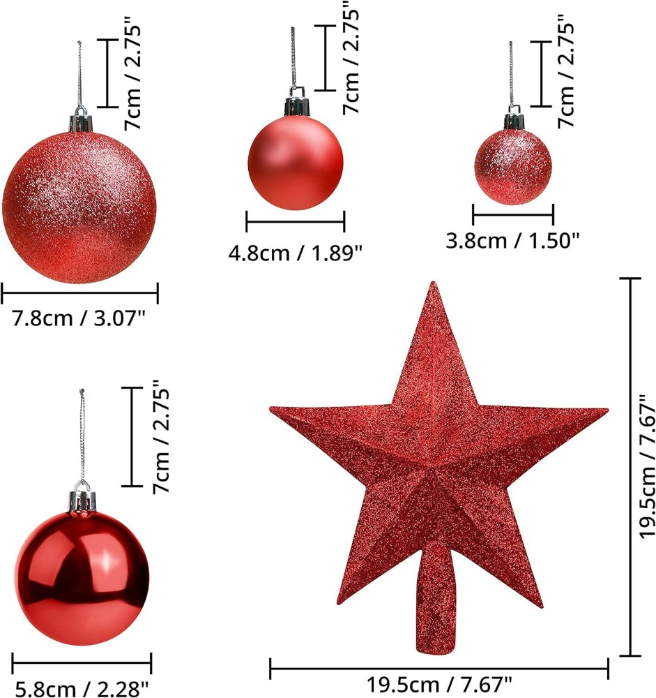 Bauble Kit with Tree Top Star- Berry Red (50 pcs)