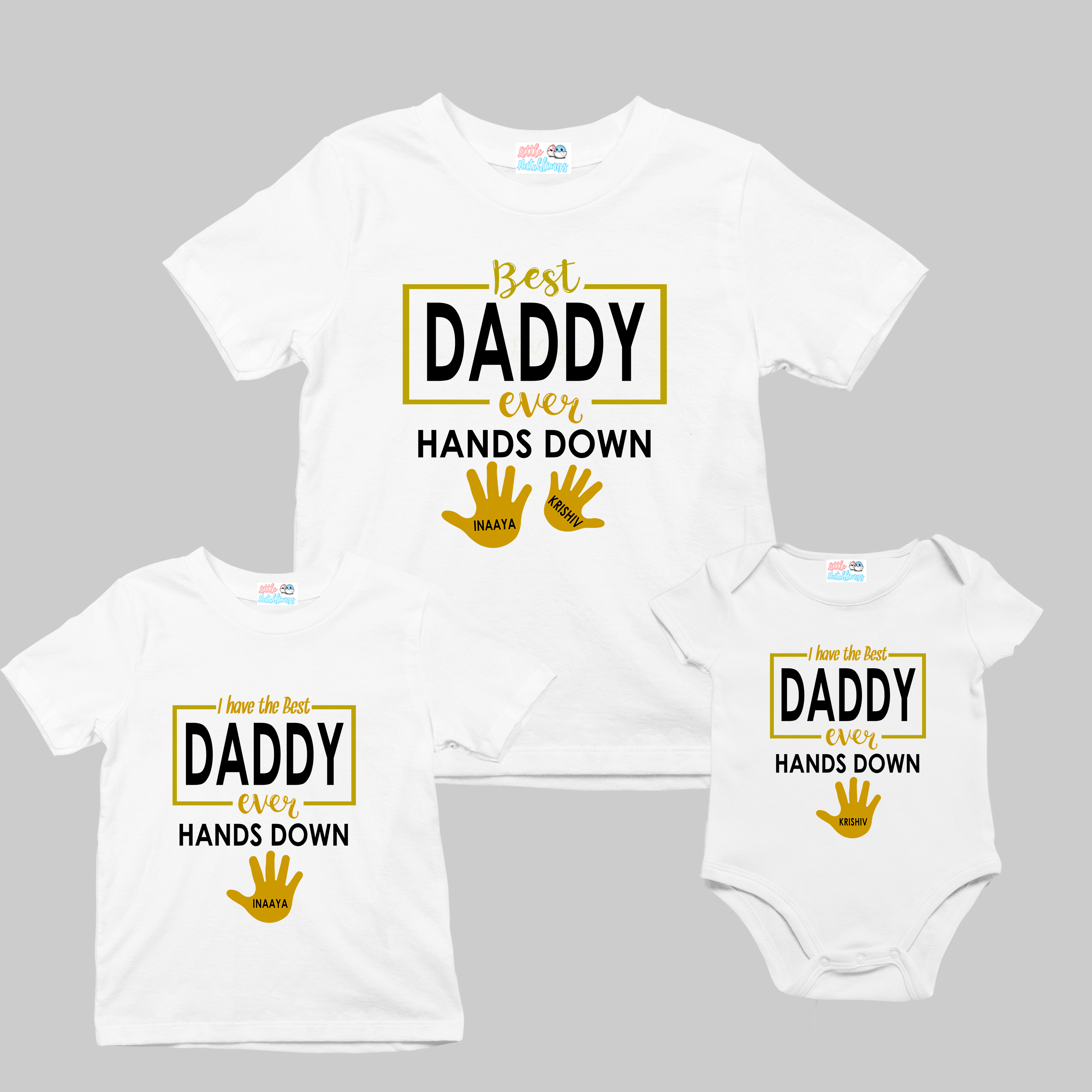 Best Daddy Ever Hands Down White Combo of Three (Onesie Sizes 0-6 Months)