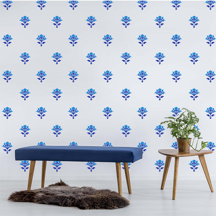 Blue Floral Mini Wall Art Stickers