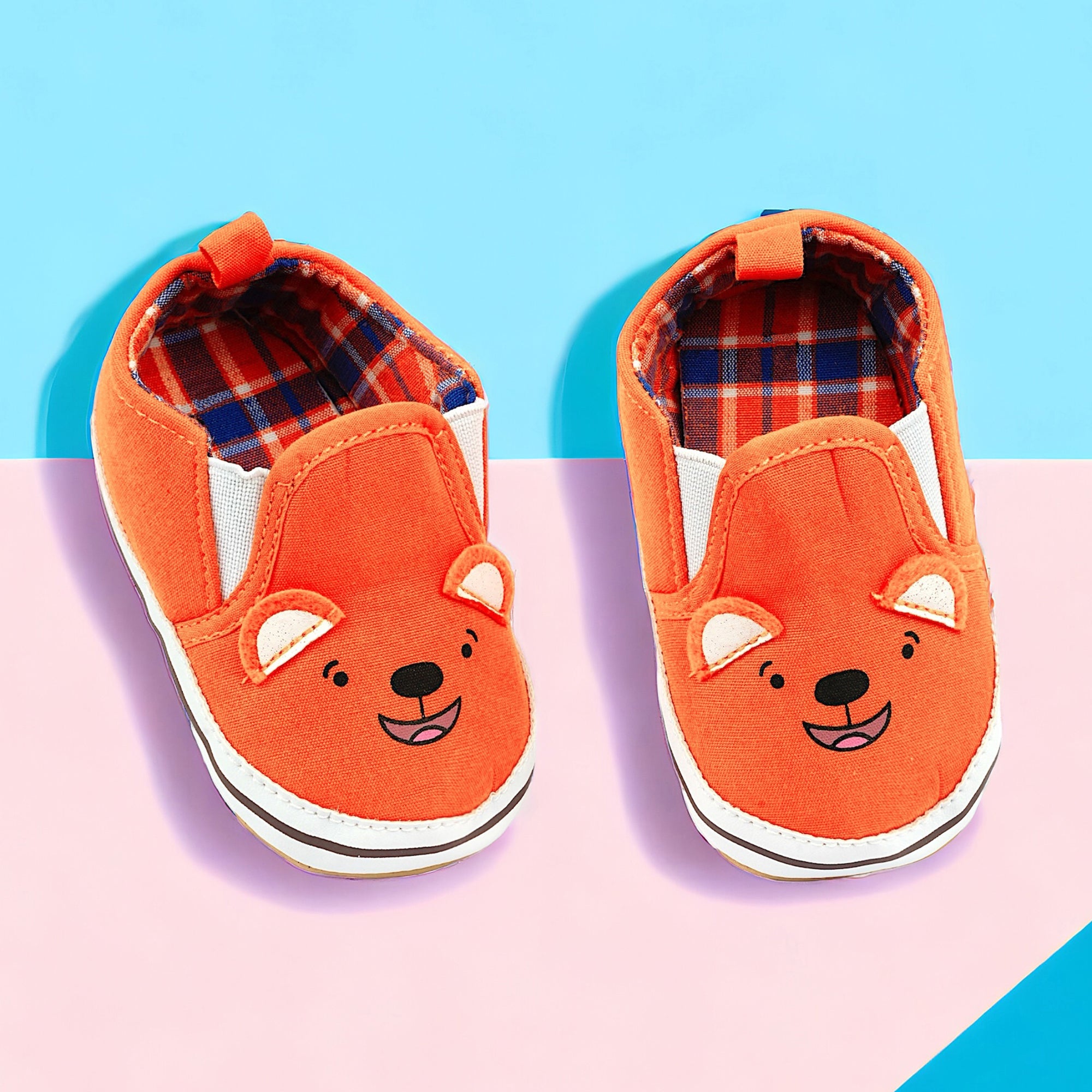 Baby Moo Happy Puppy Anti-Skid Canvas Sneakers - Orange