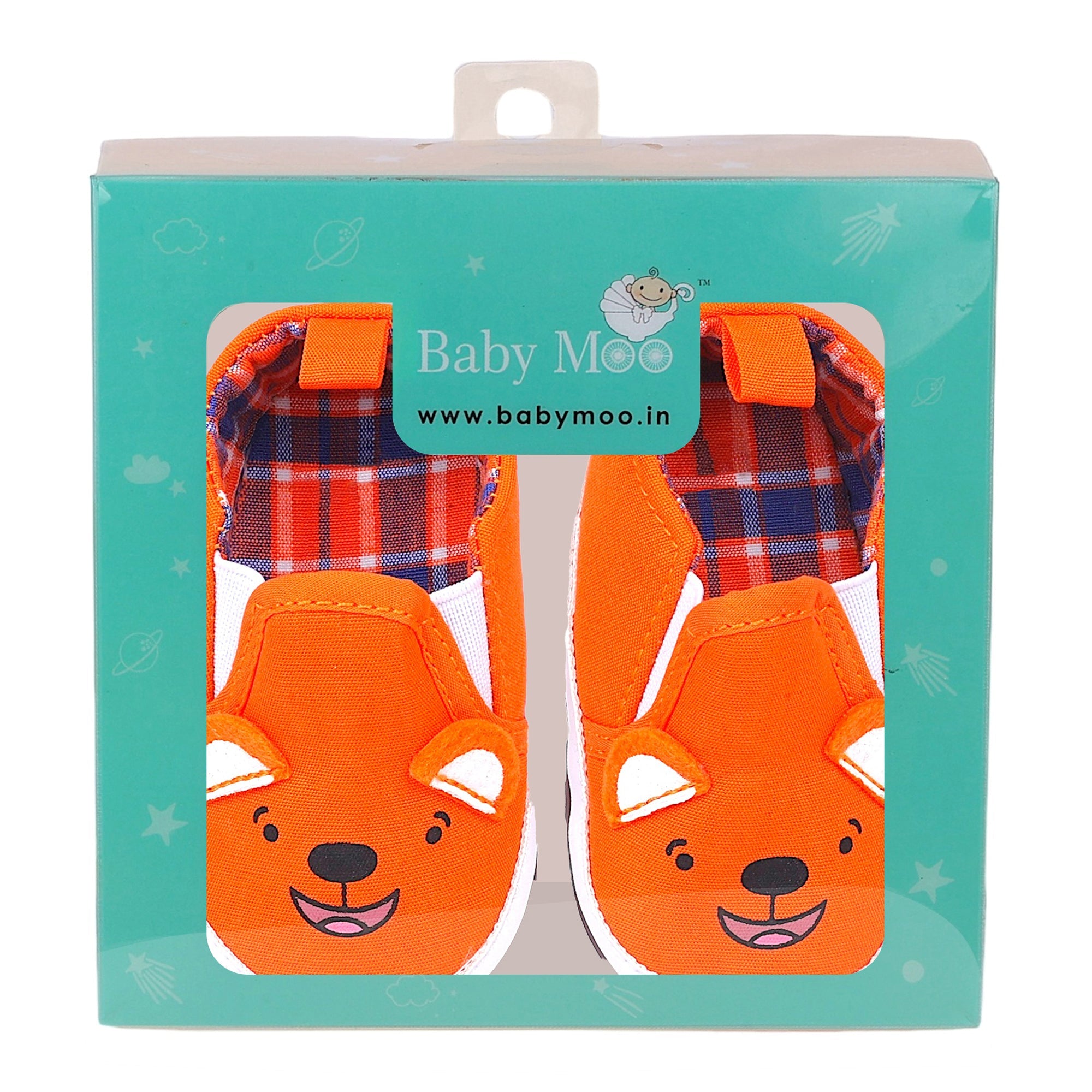 Baby Moo Happy Puppy Anti-Skid Canvas Sneakers - Orange