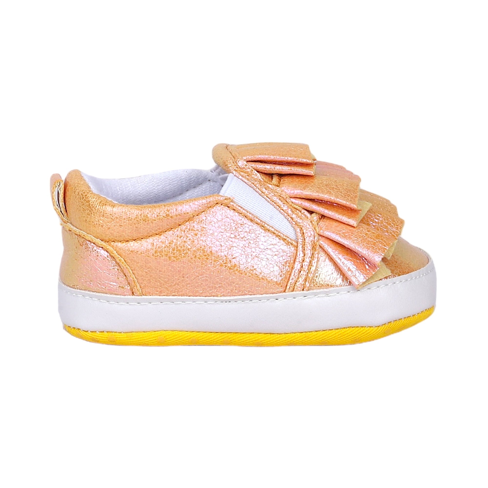 Baby Moo Frill Partywear Anti-Skid Slip-On Booties - Gold