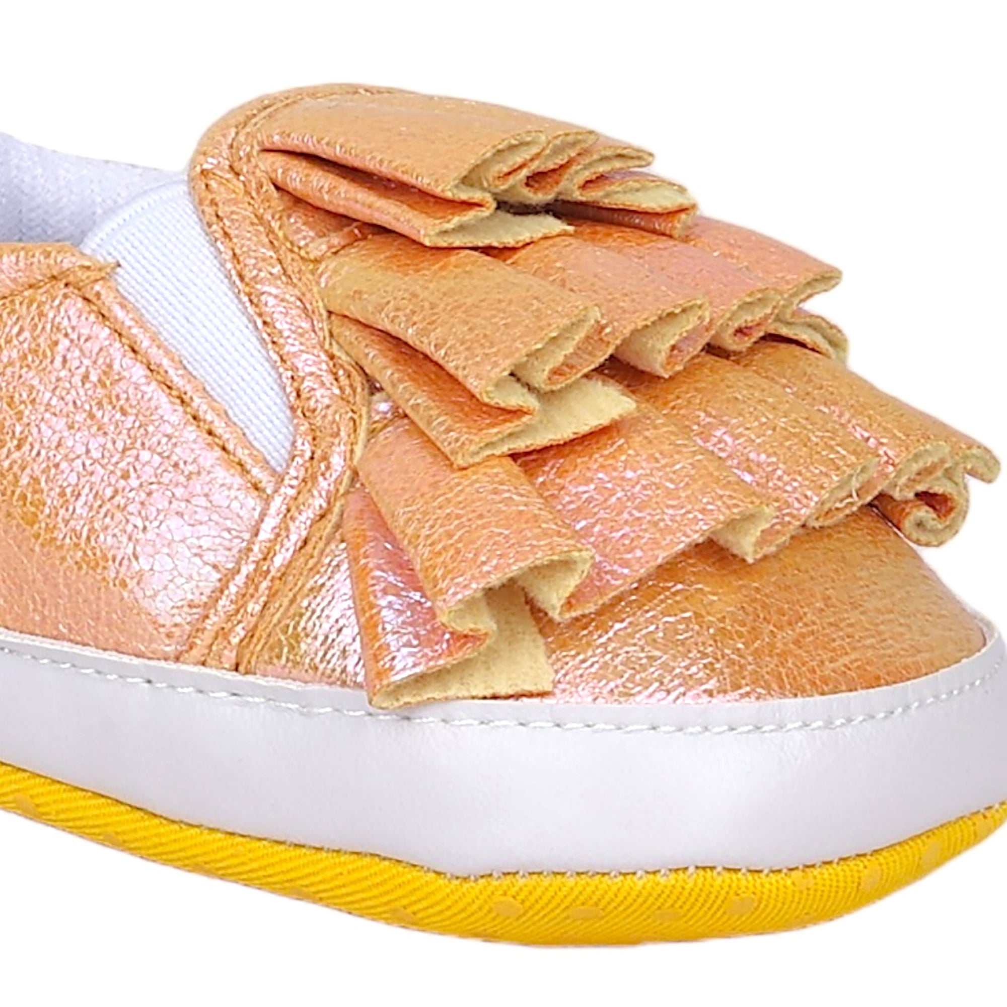 Baby Moo Frill Partywear Anti-Skid Slip-On Booties - Gold