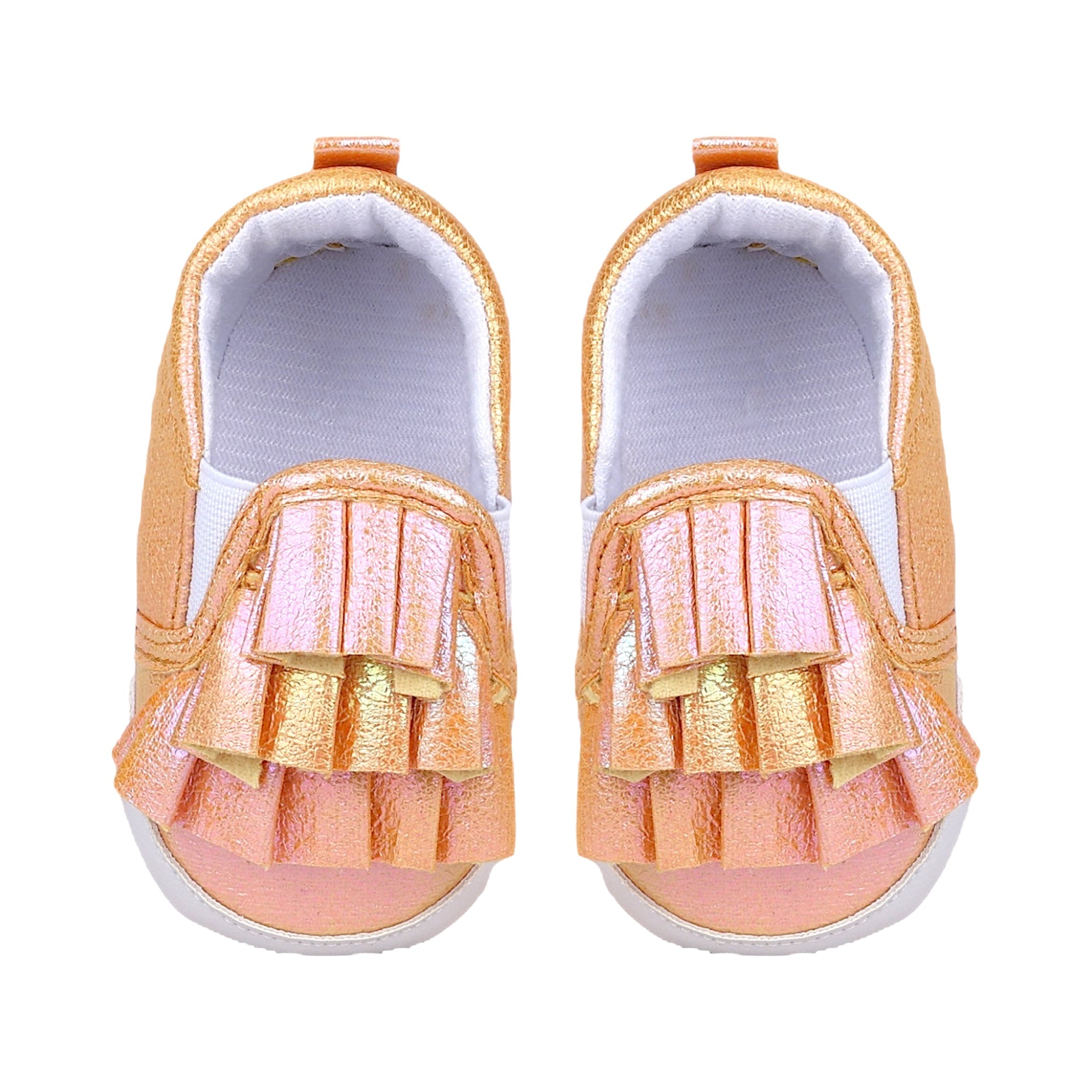 Baby Moo Frill Partywear Anti-Skid Slip-On Booties - Gold